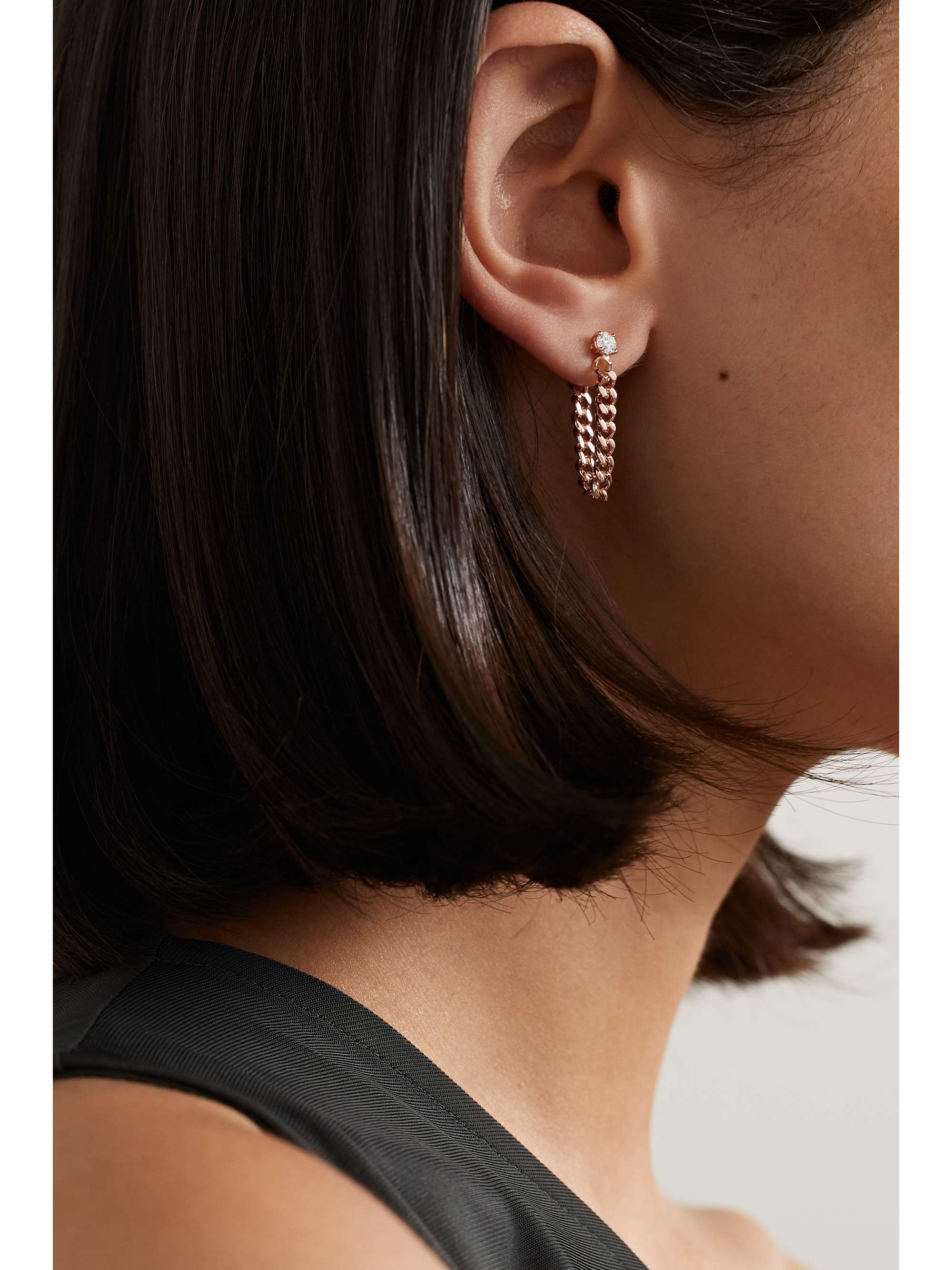 ANITA KO 18-karat rose gold diamond single hoop earring