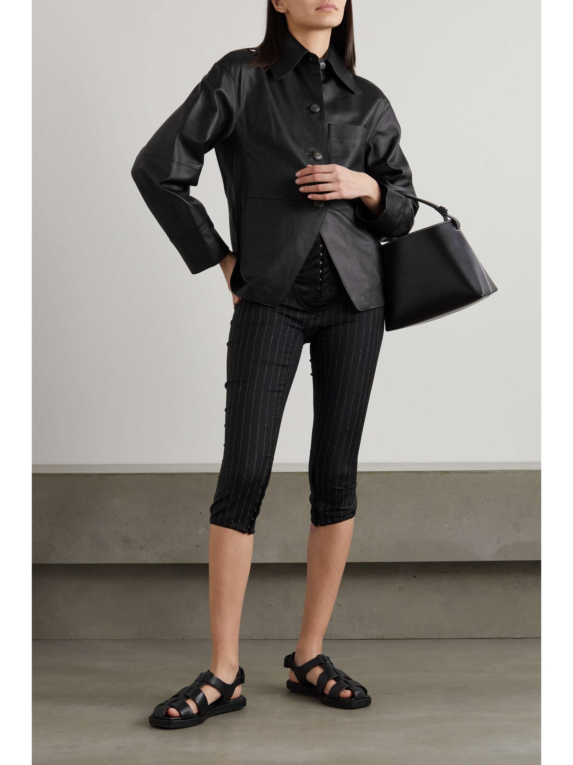 vince leather blazer