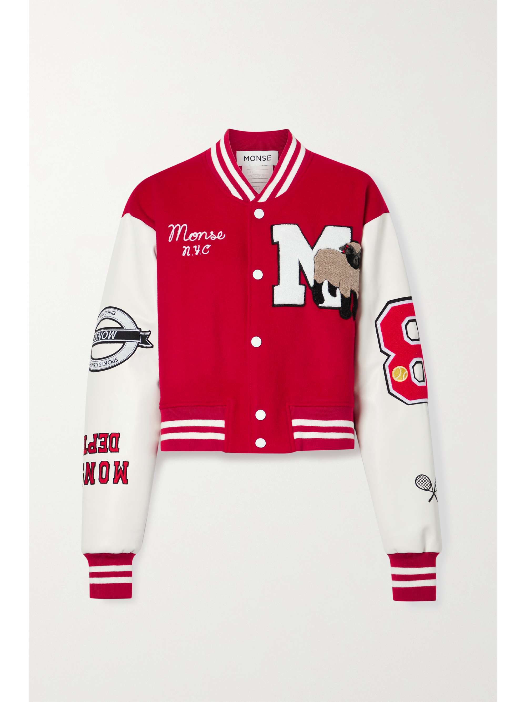 MONSE Appliquéd wool-blend bomber jacket