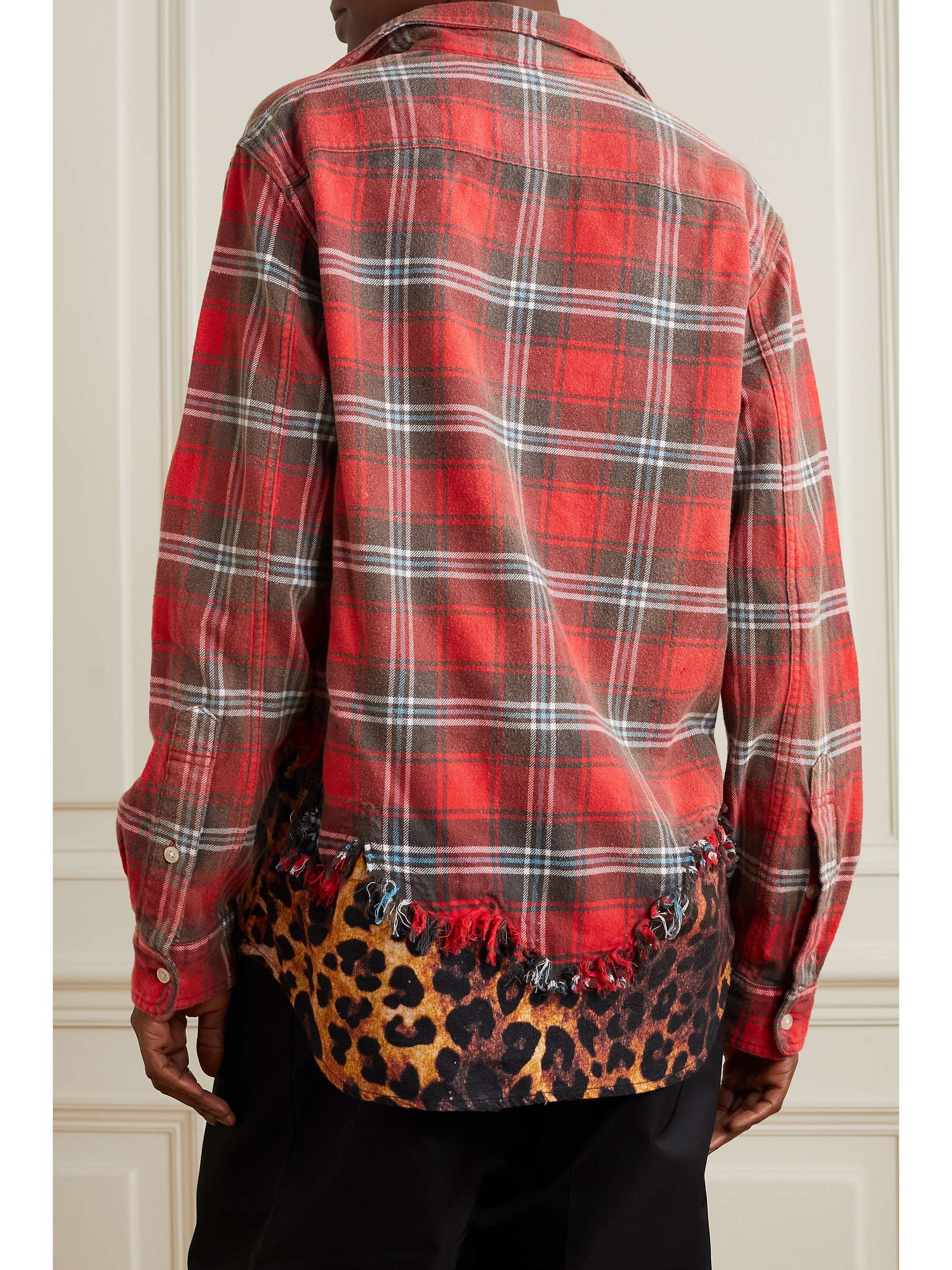 Red Distressed paneled printed cotton 