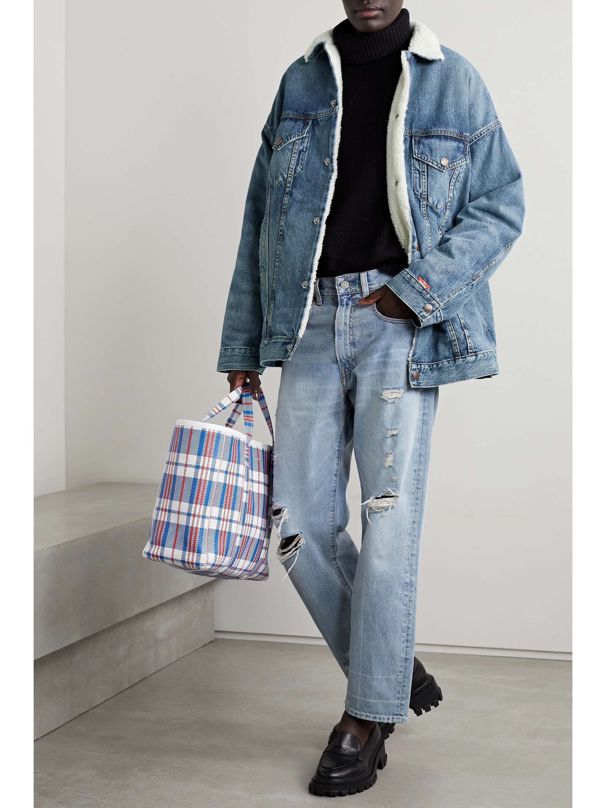 Mid denim Serena faux shearling-lined 