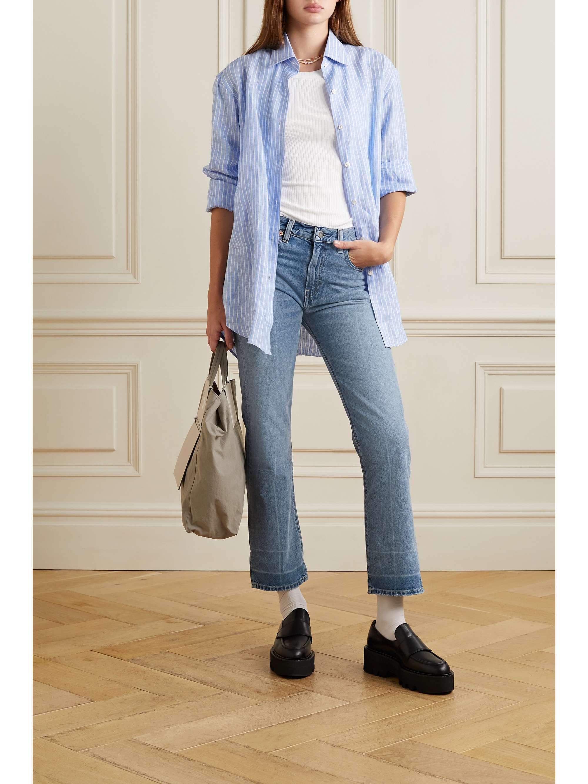 Mid denim Joni cropped mid-rise flared 