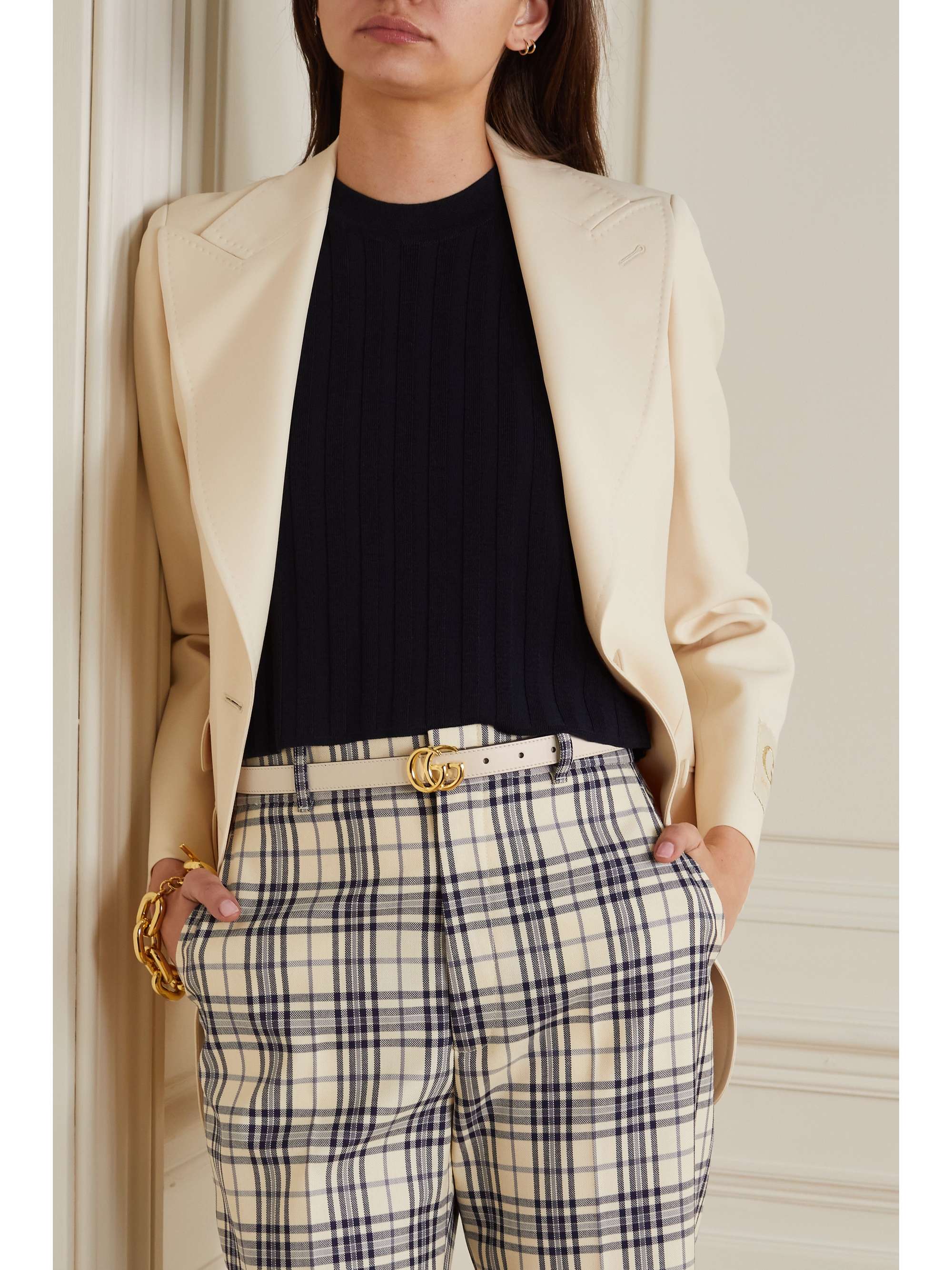 thin white gucci belt