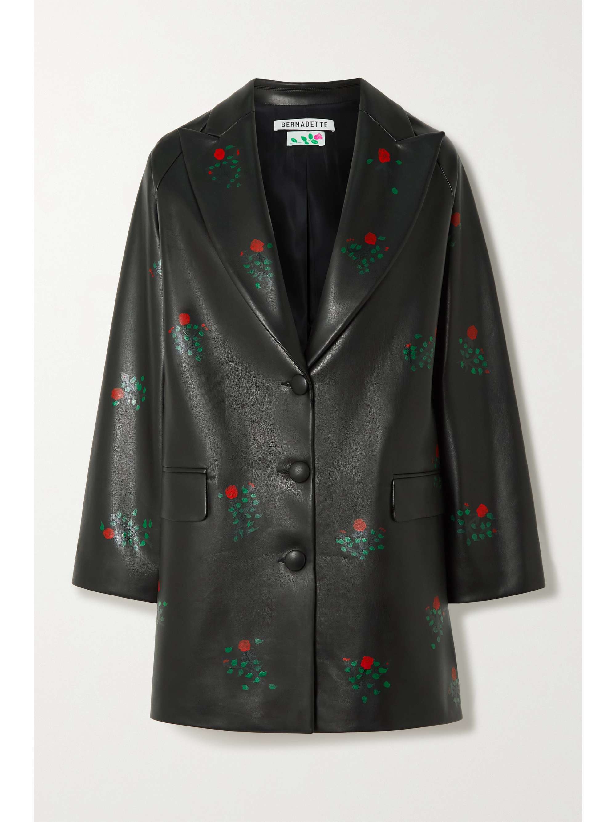 floral faux leather jacket