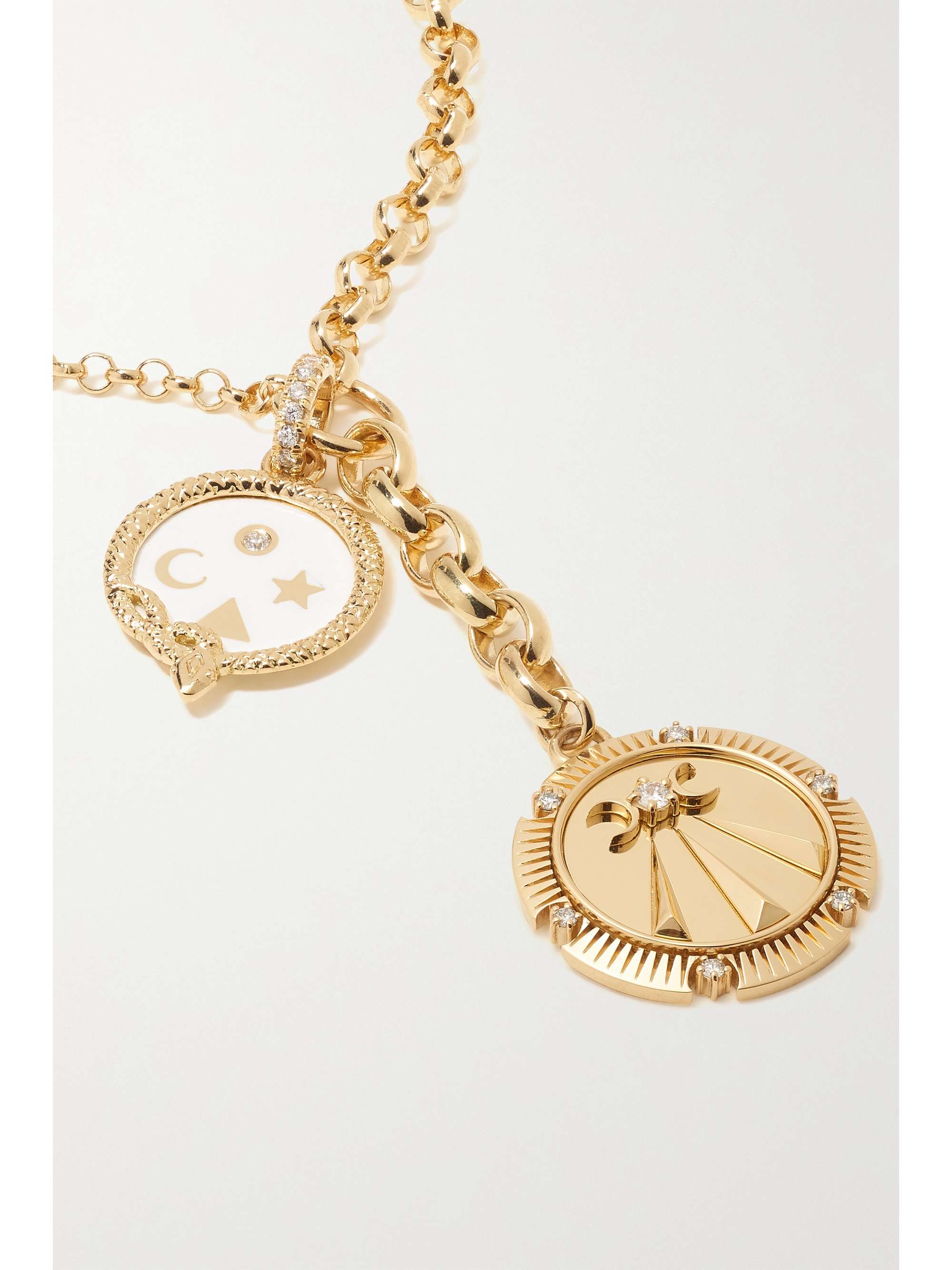 FOUNDRAE Mind Body Soul Wholeness 18-karat gold, enamel and diamond necklace