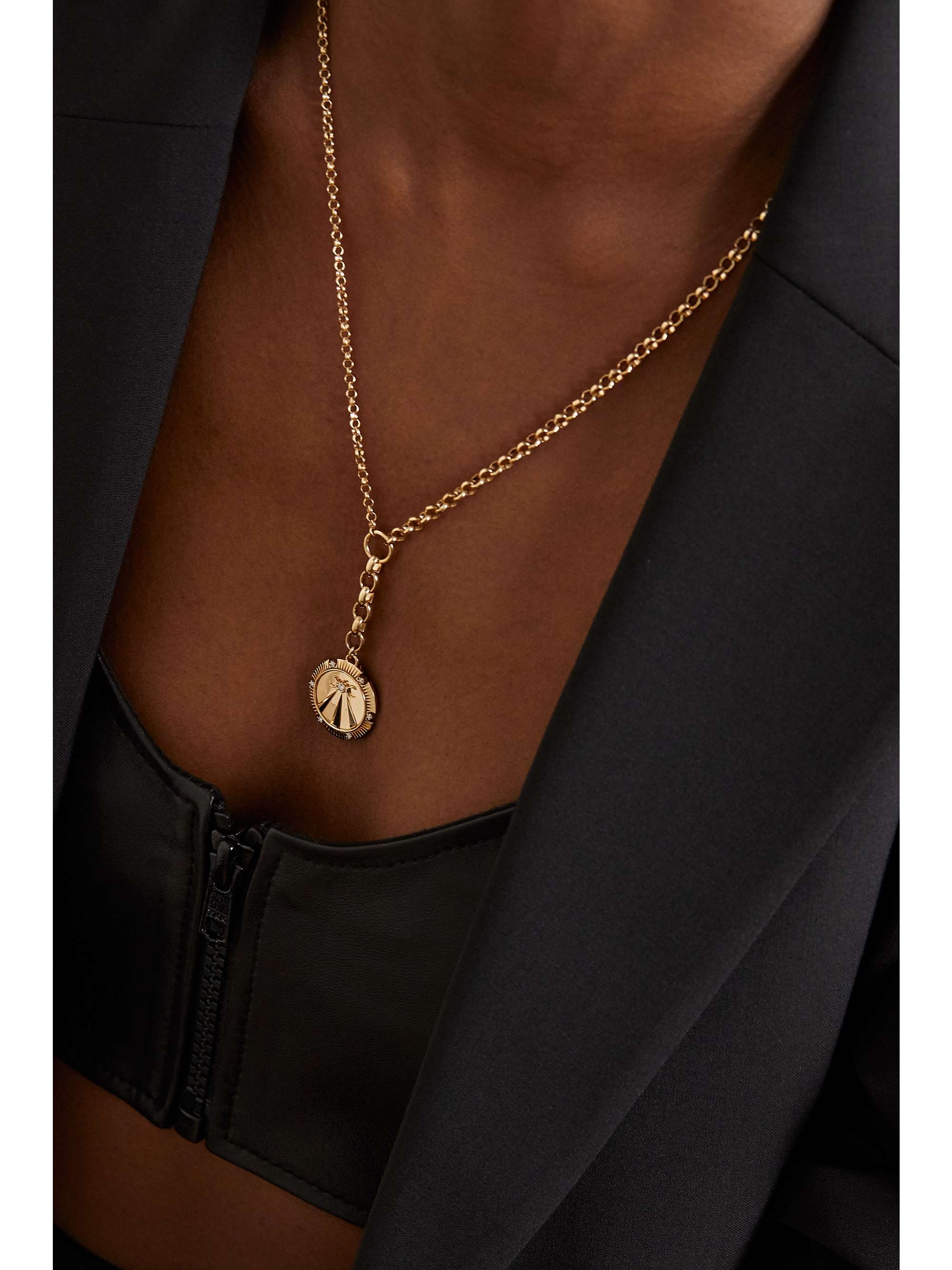FOUNDRAE Mind Body Soul Wholeness 18-karat gold, enamel and diamond necklace
