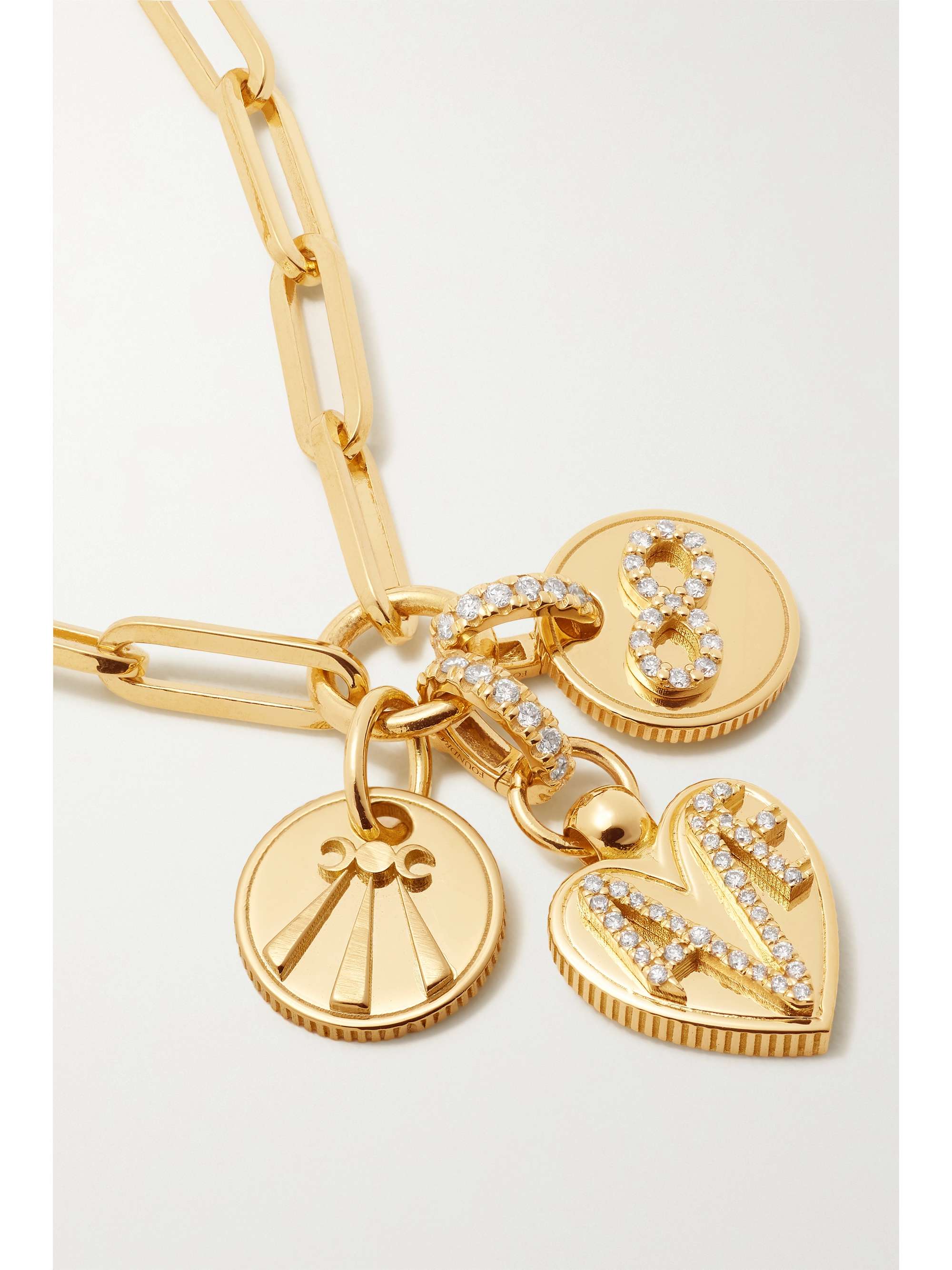 FOUNDRAE Mind Body Soul Infinity and Amate 18-karat gold diamond necklace