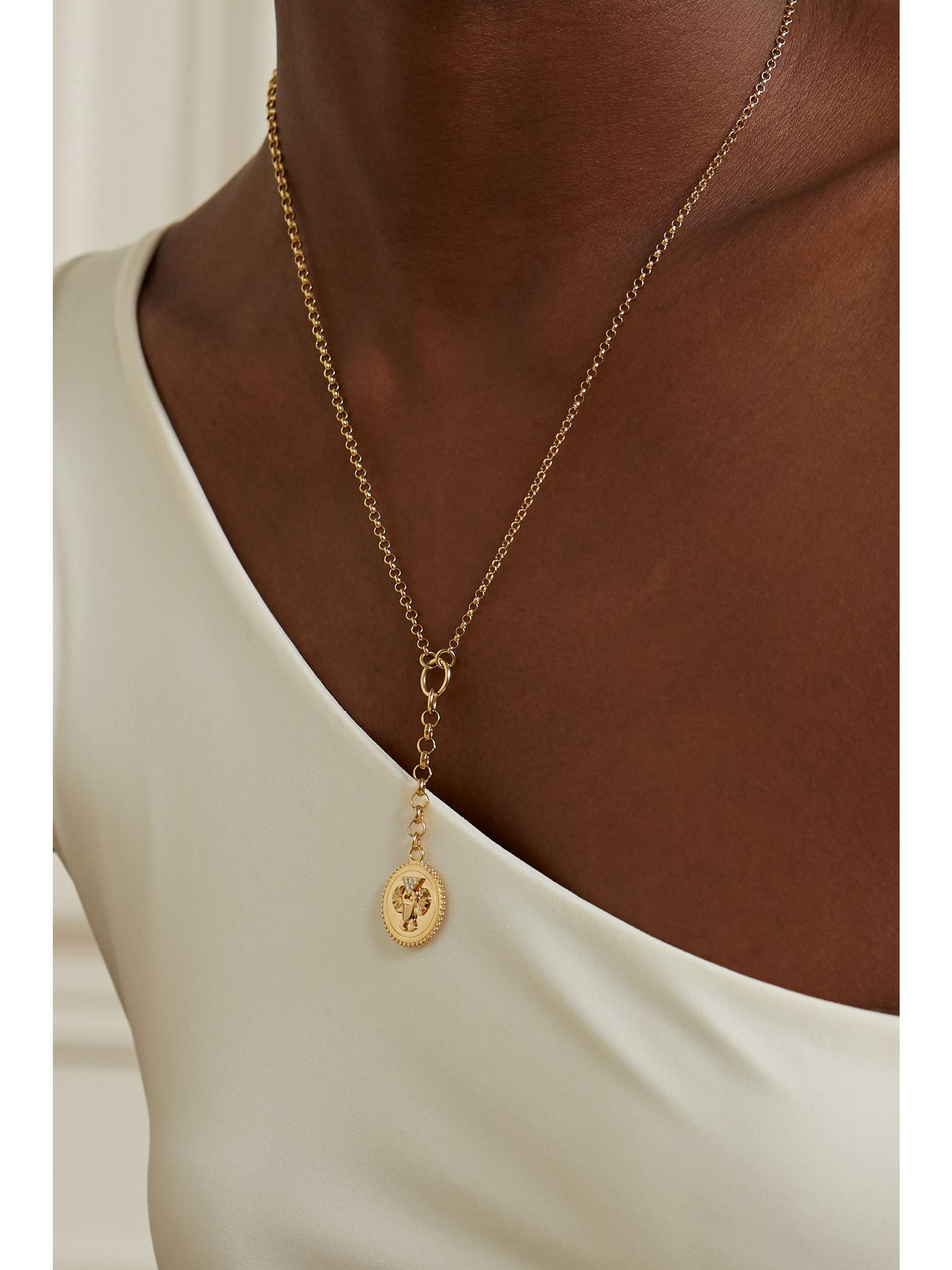 FOUNDRAE Protection and Karma 18-karat gold diamond necklace