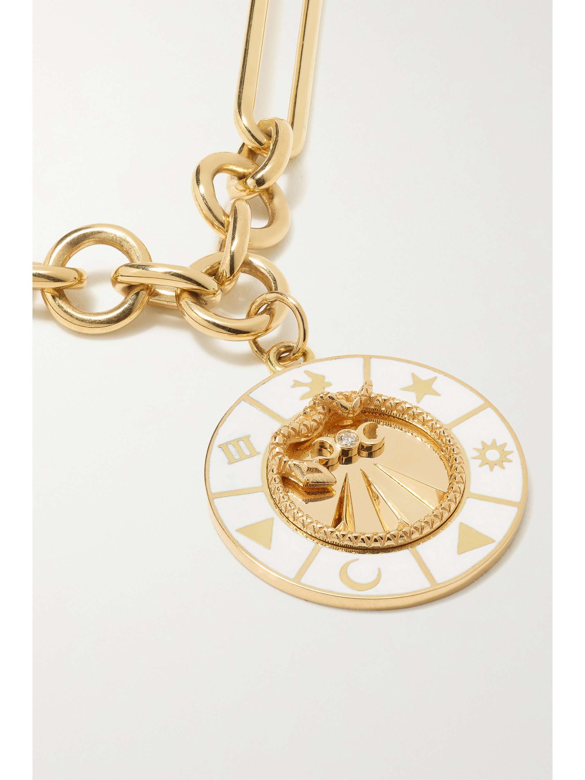 FOUNDRAE Mind Body Soul and Wholeness 18-karat gold, enamel and diamond necklace