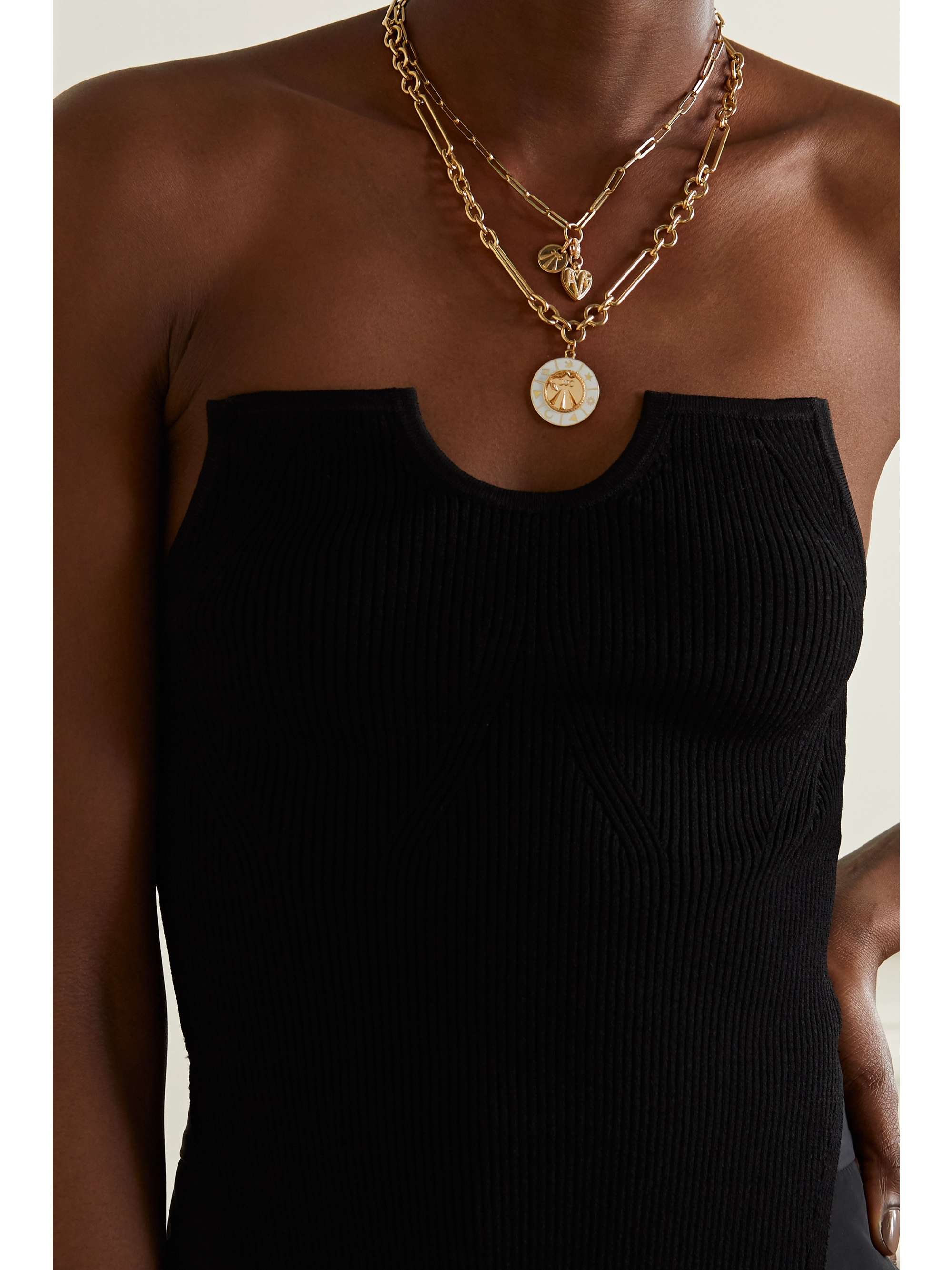 FOUNDRAE Mind Body Soul and Wholeness 18-karat gold, enamel and diamond necklace