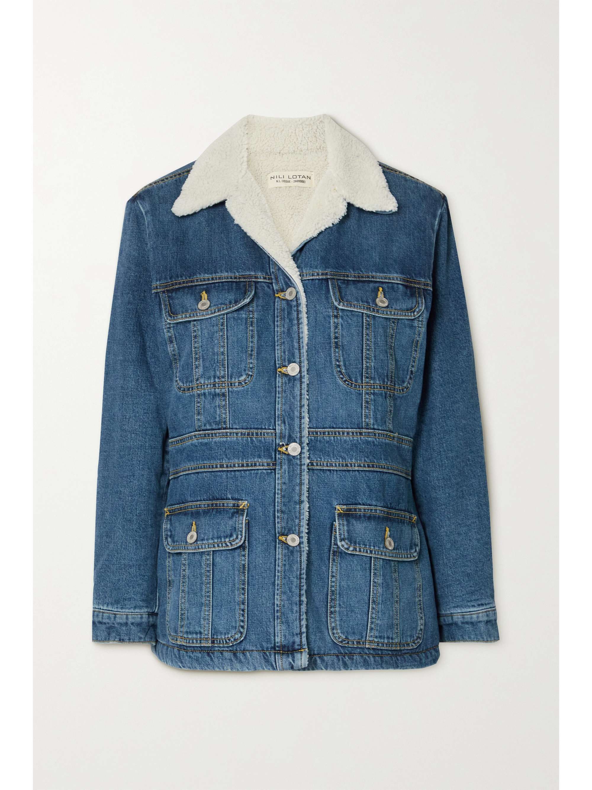 faux shearling lined denim jacket