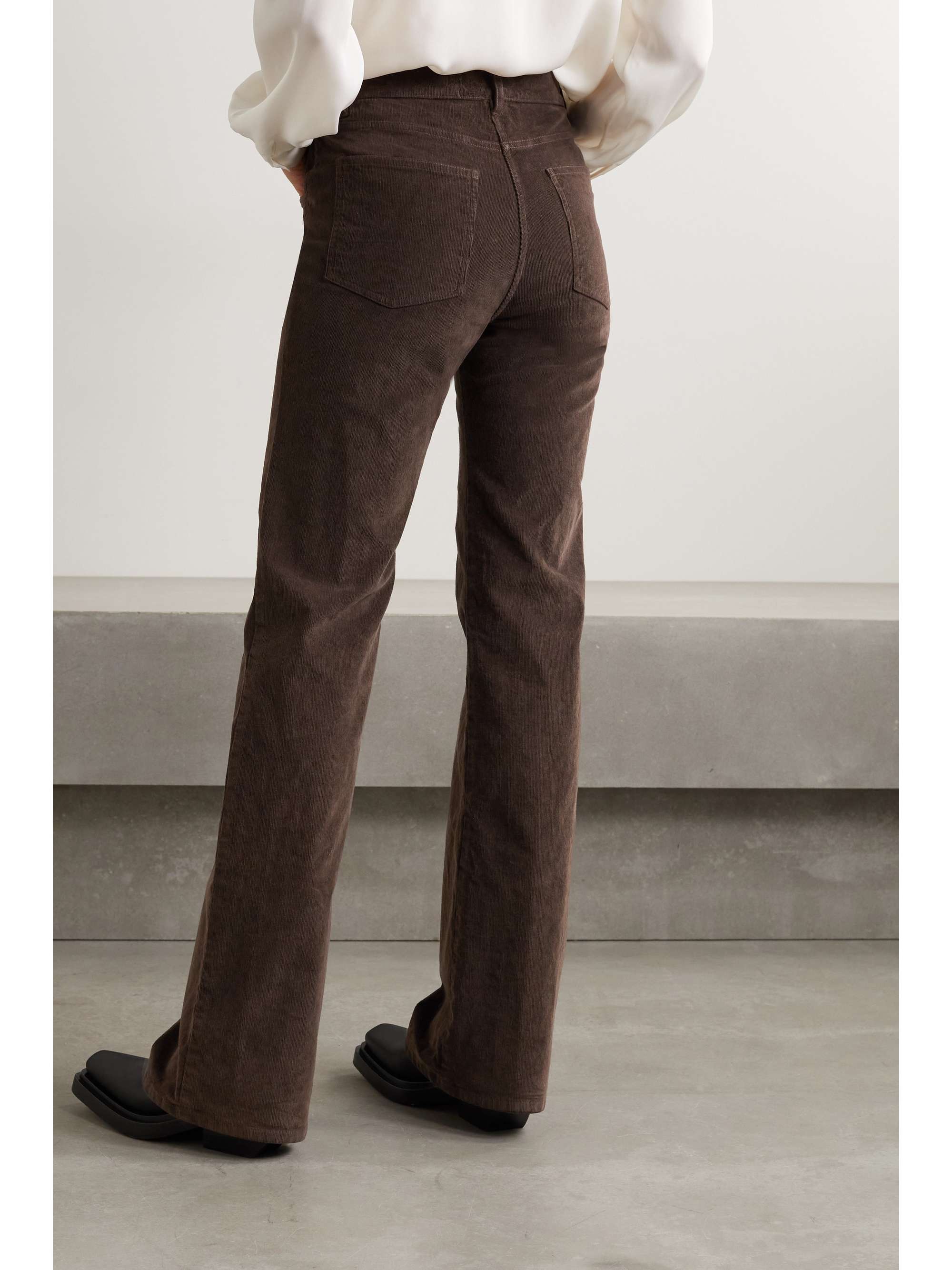 NILI LOTAN Celia cotton-blend velvet flared pants