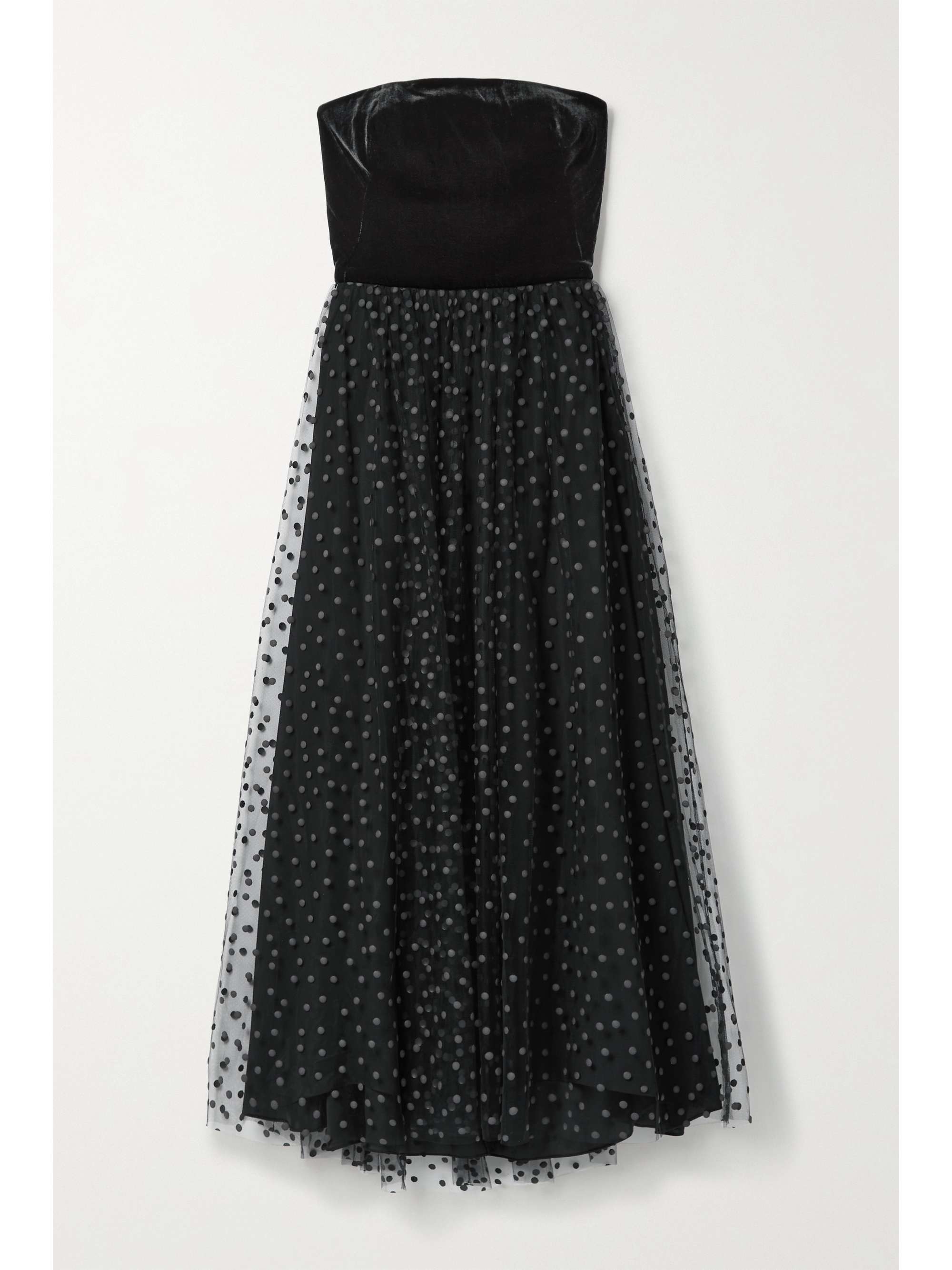velvet bodice tulle midi dress