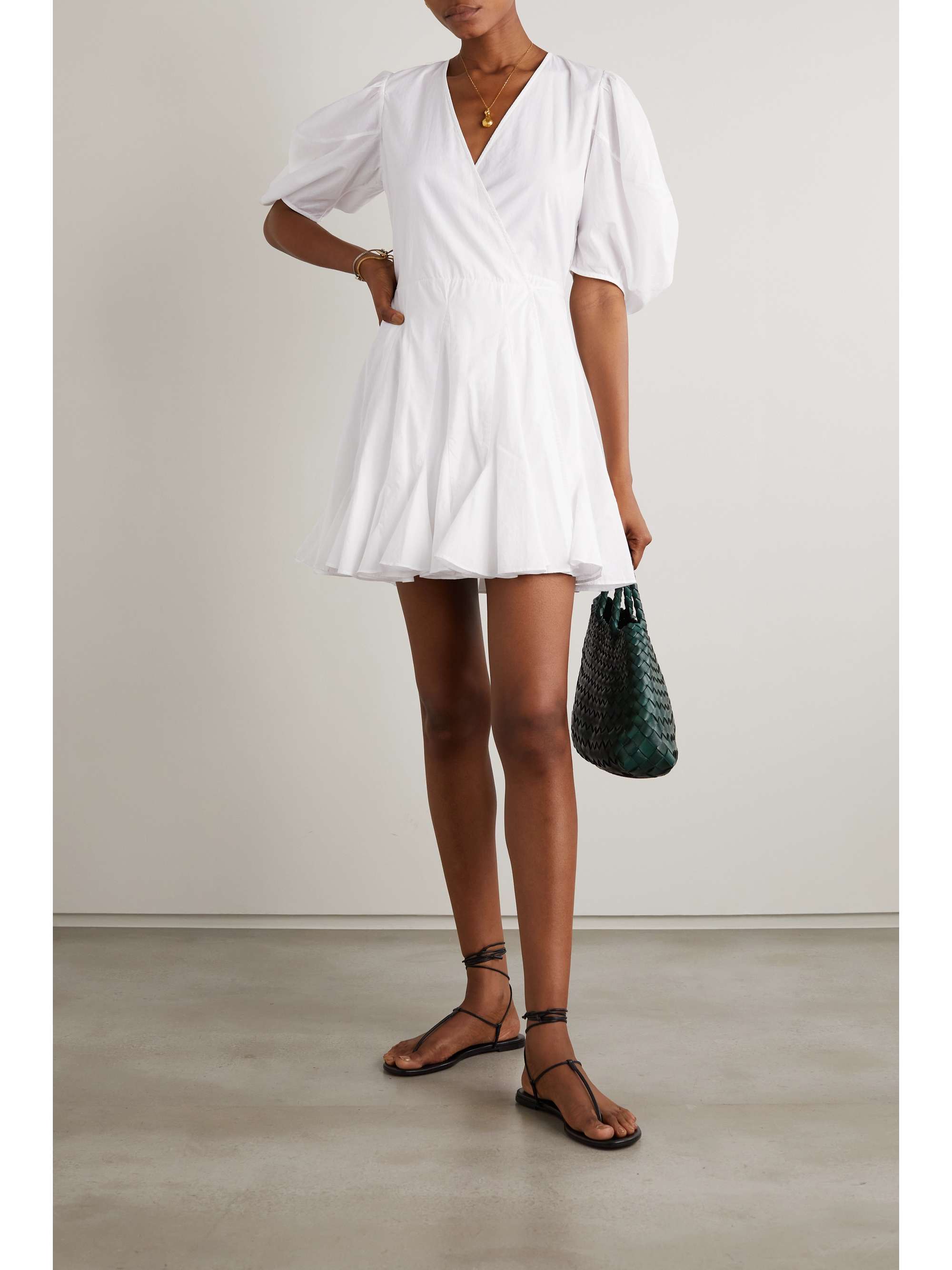 white cotton wrap dress