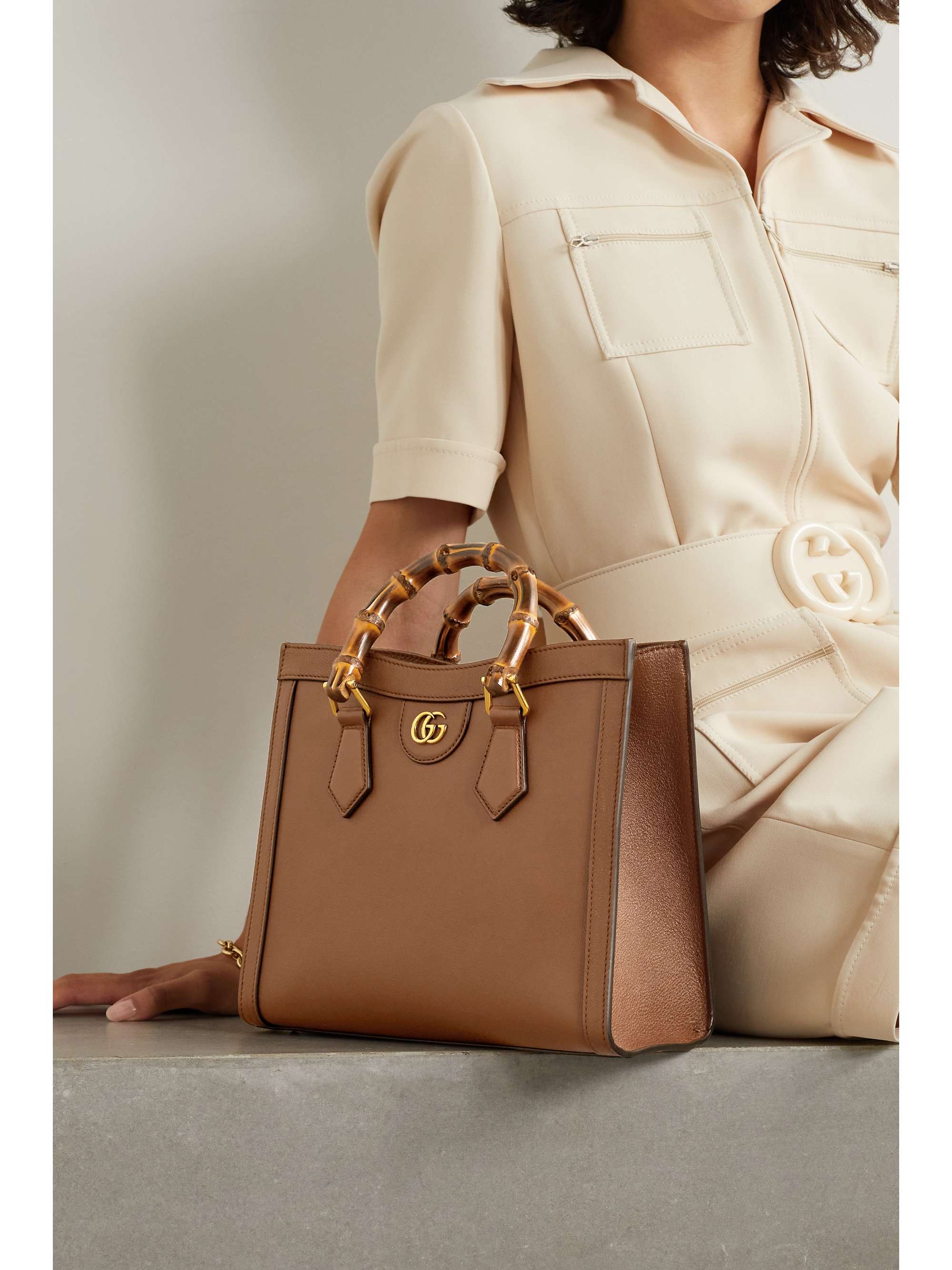 small brown leather tote