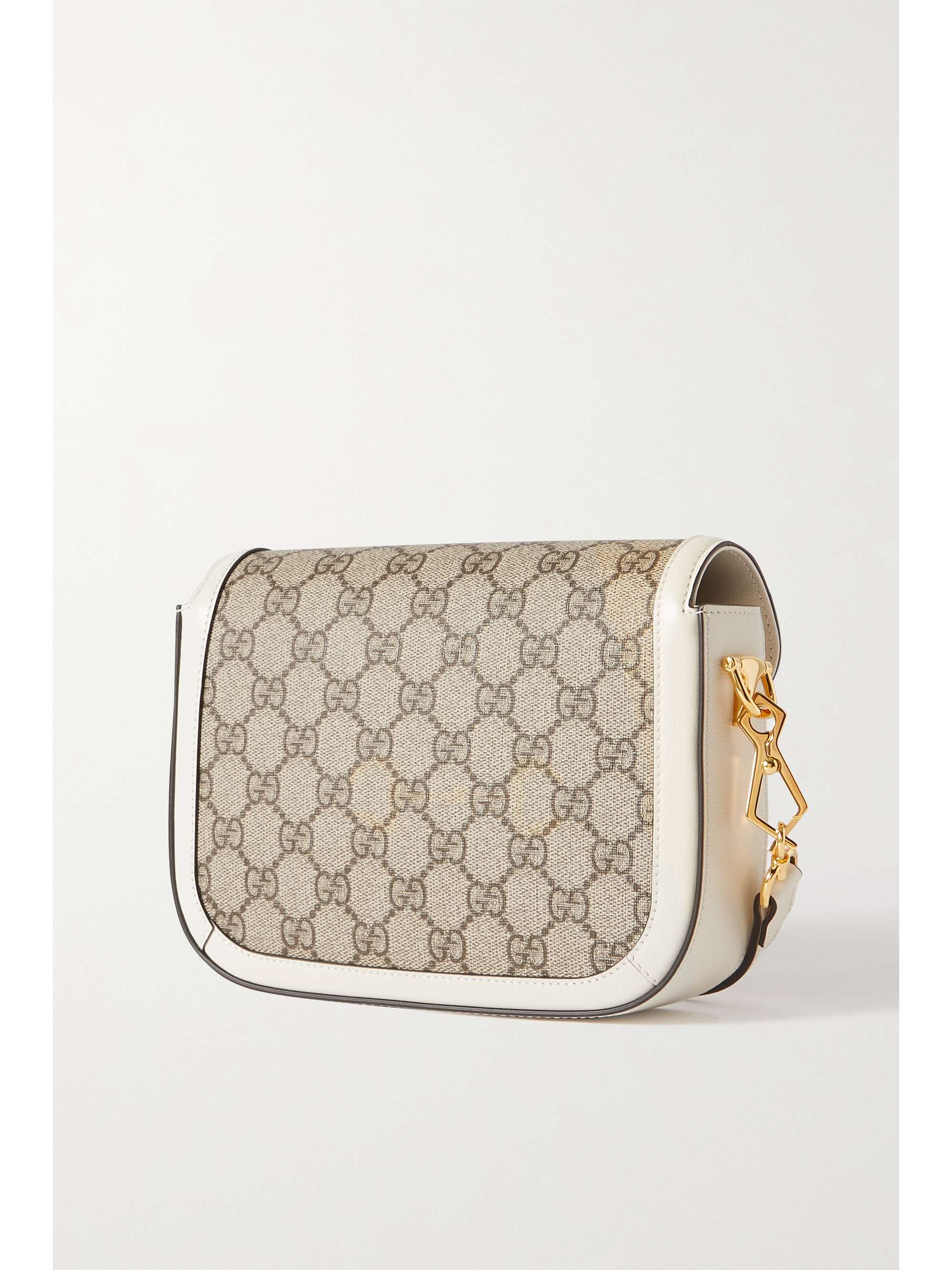 GUCCI Horsebit 1955 mini leather-trimmed printed coated-canvas shoulder bag