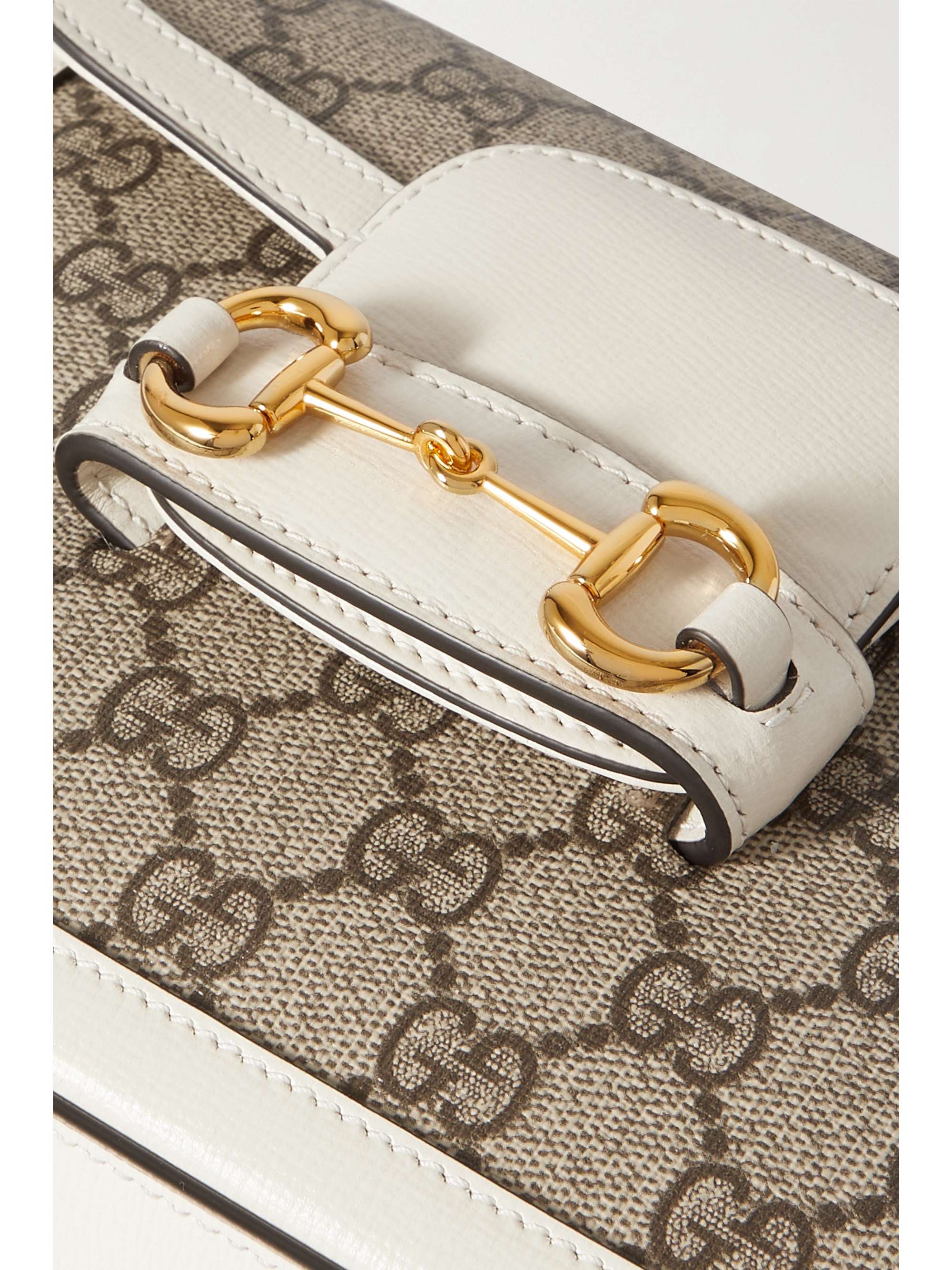 GUCCI Horsebit 1955 mini leather-trimmed printed coated-canvas shoulder bag