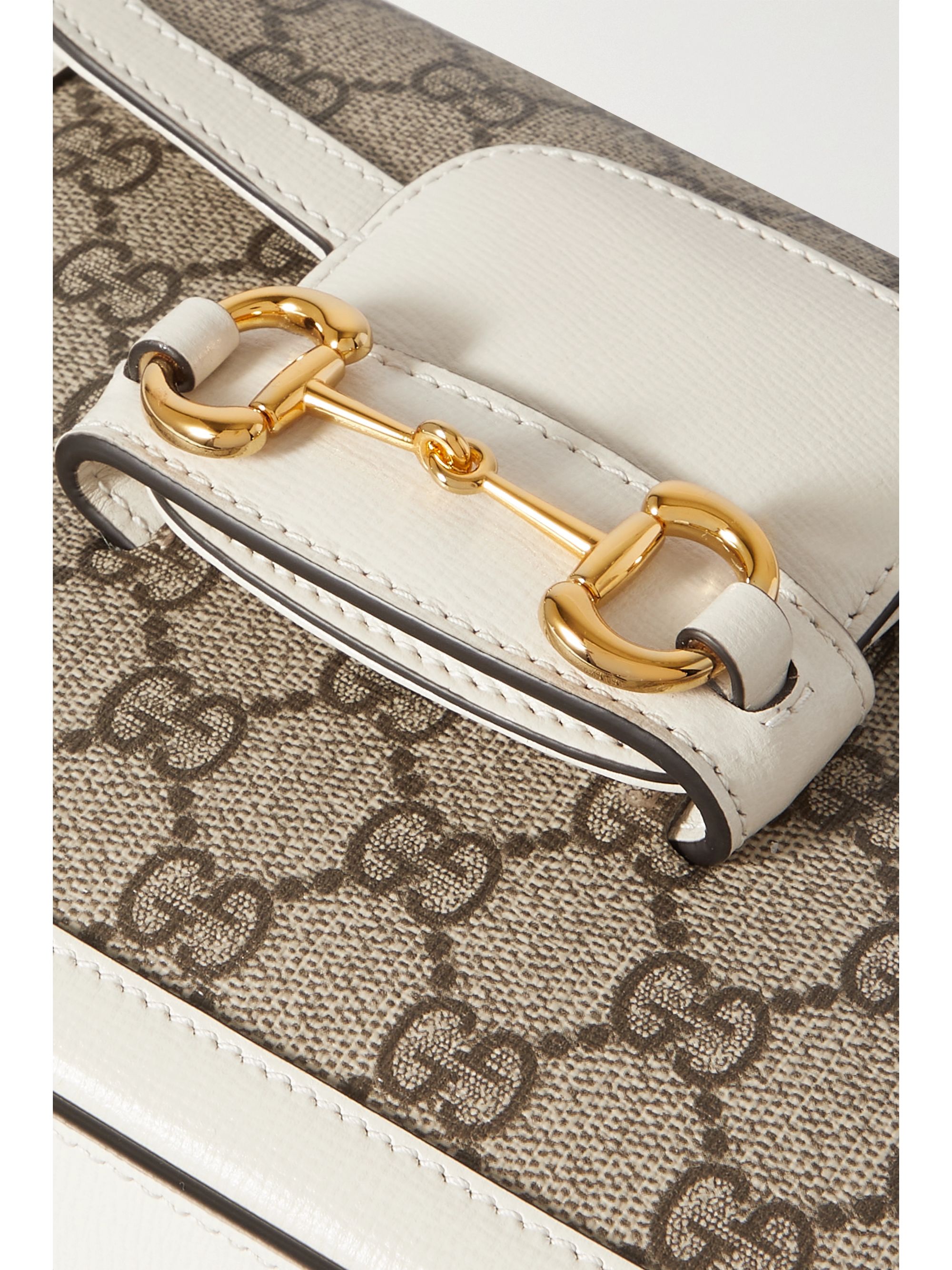 White Horsebit 1955 mini leathertrimmed printed coatedcanvas shoulder