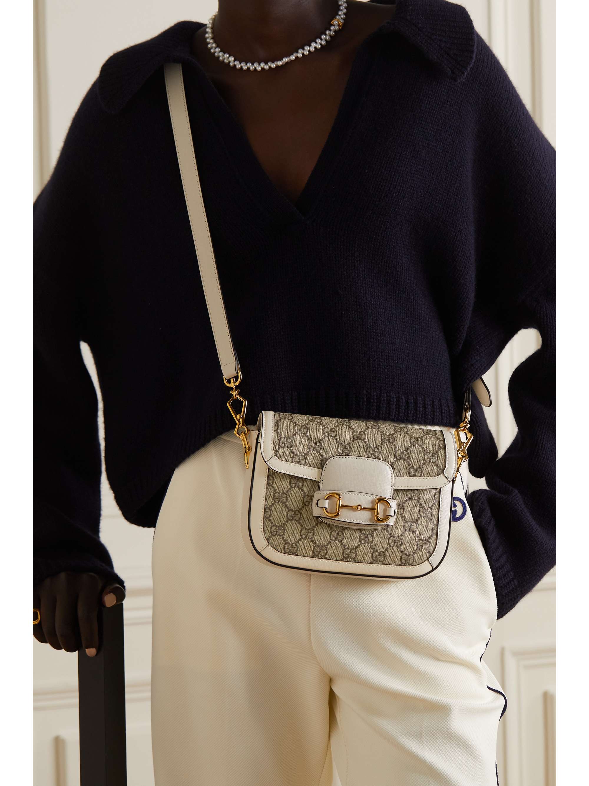 Horsebit 1955 Mini GG Canvas Shoulder Bag in Brown - Gucci