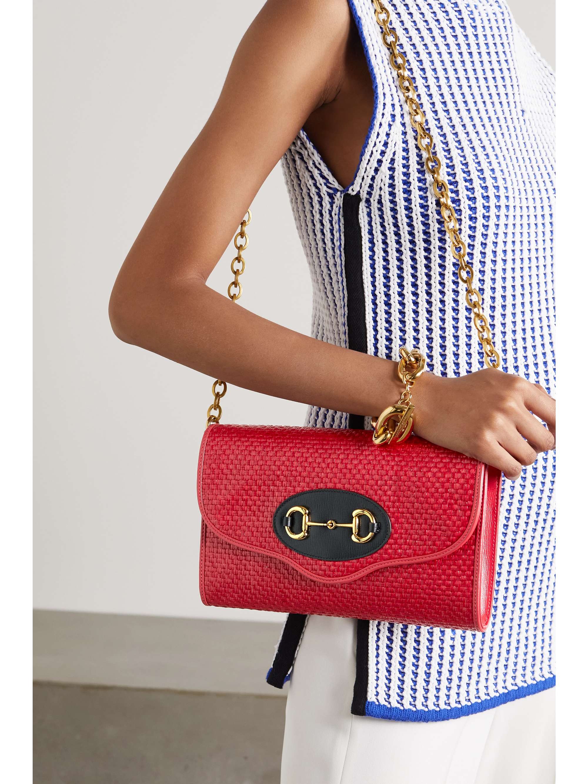 Gucci straw shoulder bag Clearance