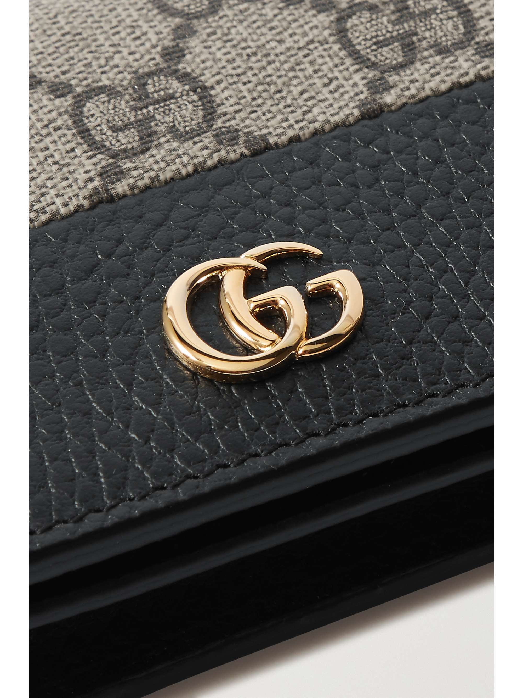 GUCCI GG Marmont Petite textured-leather and printed coated-canvas wallet