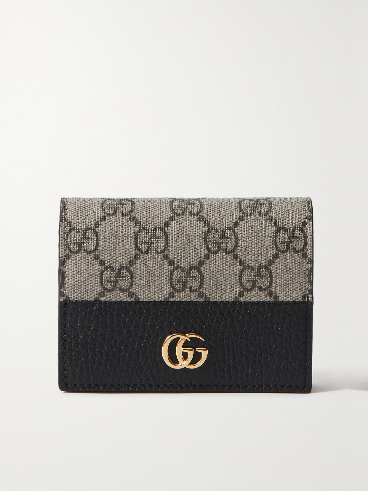 Gucci - Gg Marmont Petite Textured-leather And Printed Coated-canvas Wallet - Black