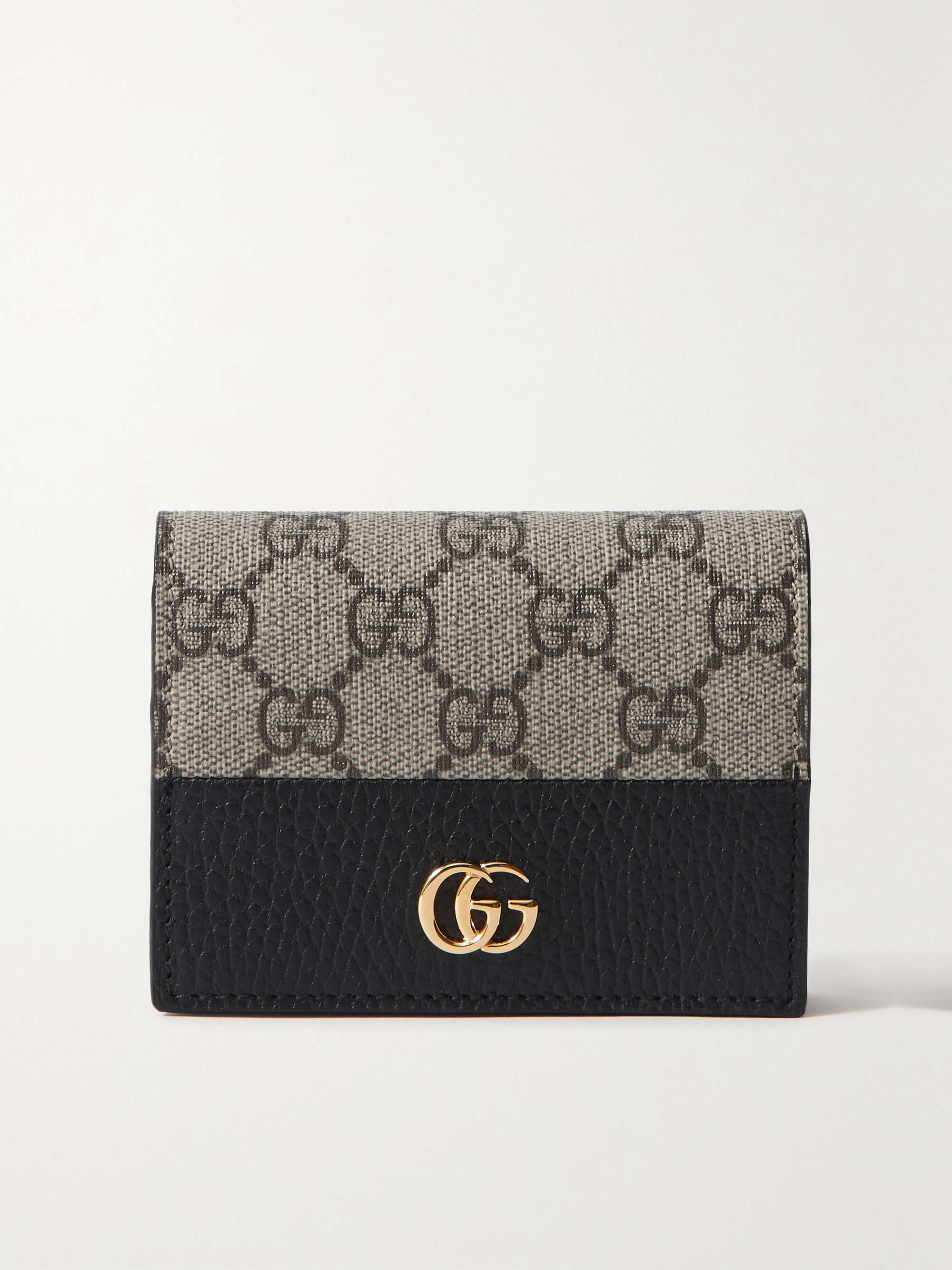 GG Marmont Petite textured-leather and printed coated-canvas wallet