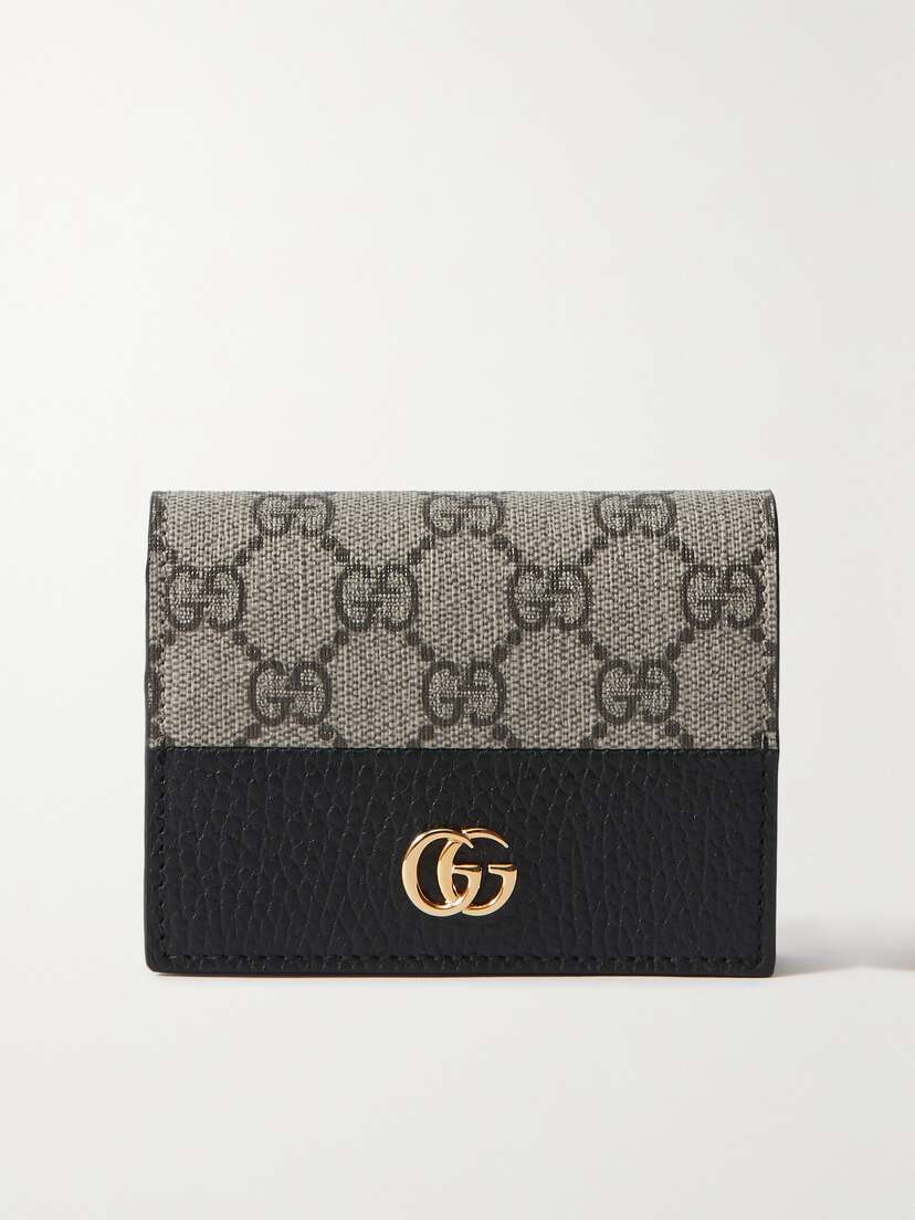 Gucci Gg Marmont Petite Textured-leather And Printed Coated-canvas Wallet