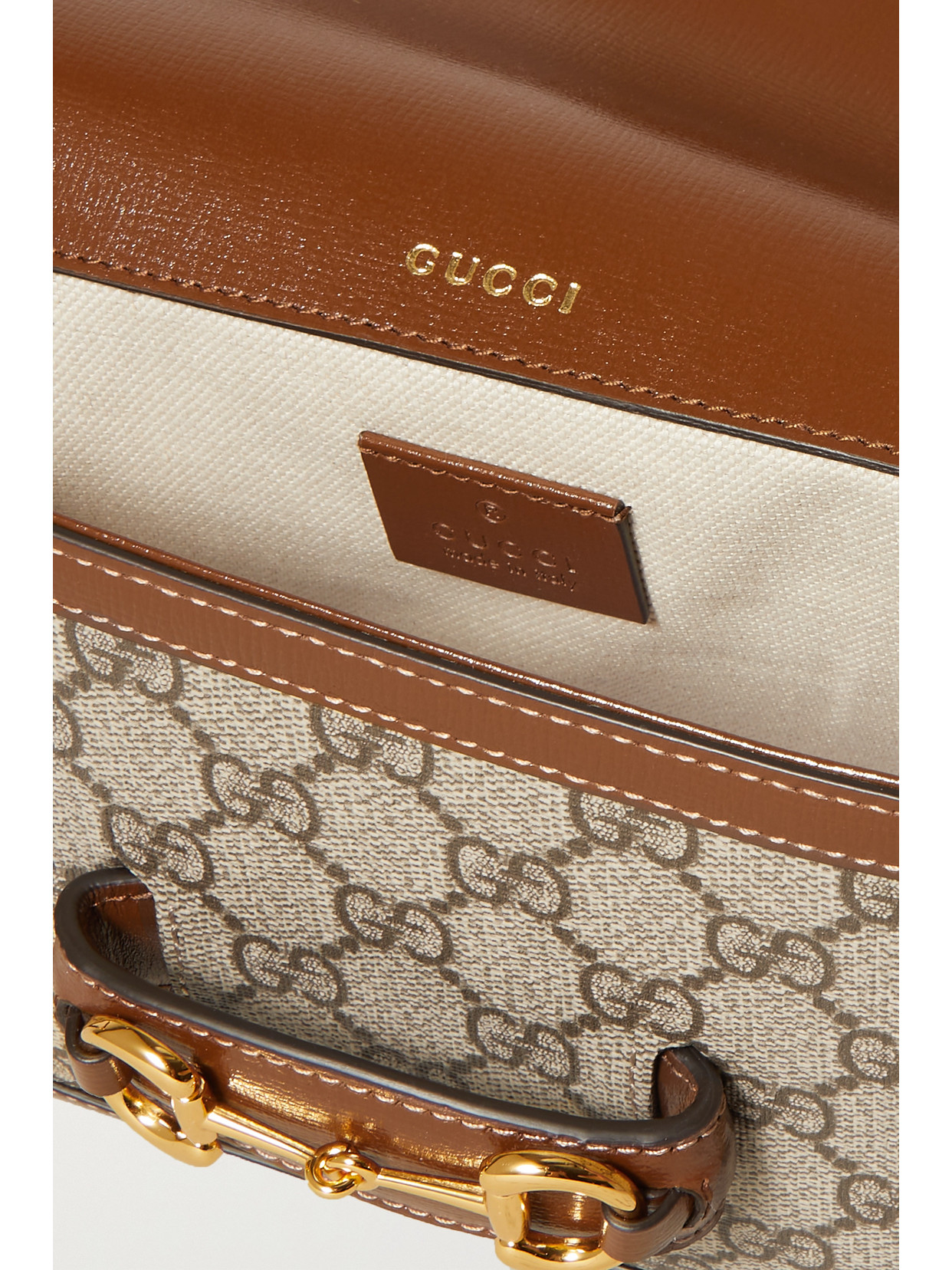 Horsebit 1955 Mini Leather-Trimmed Printed Coated-Canvas Shoulder Bag