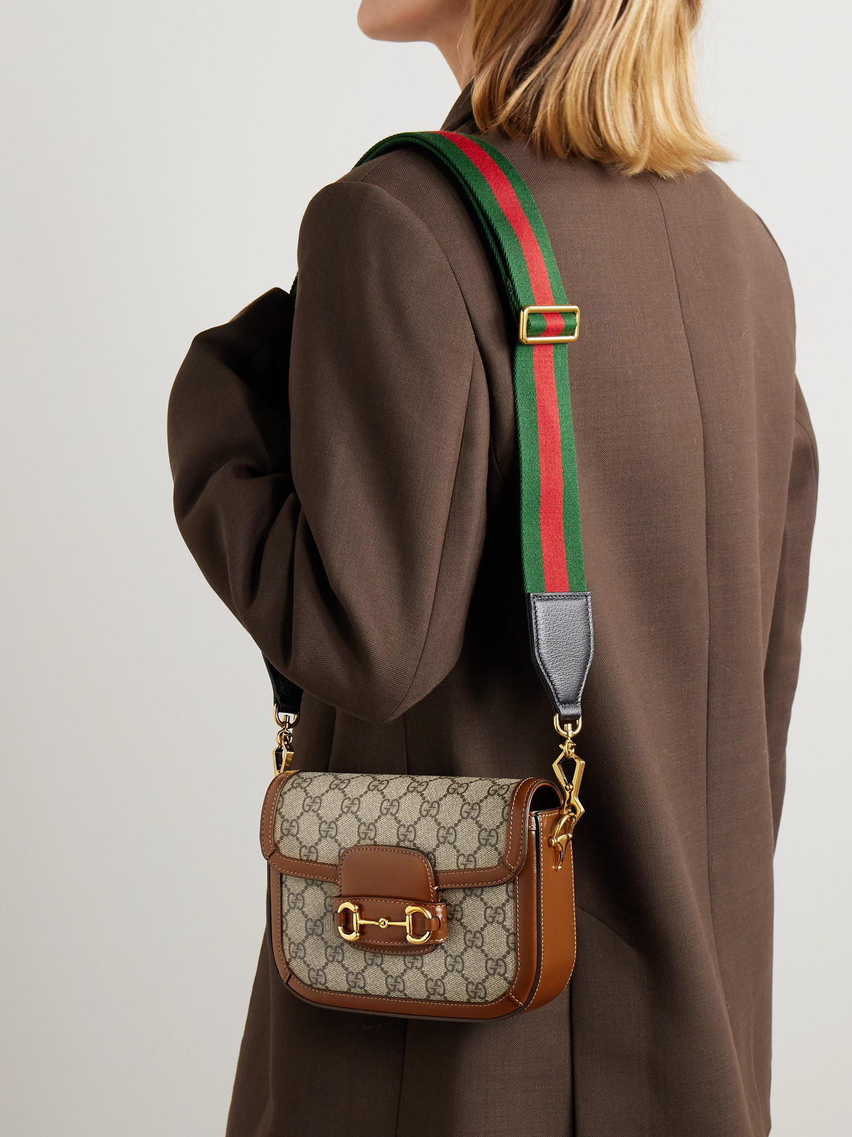 Horsebit 1955 Mini Leather-Trimmed Printed Coated-Canvas Shoulder Bag