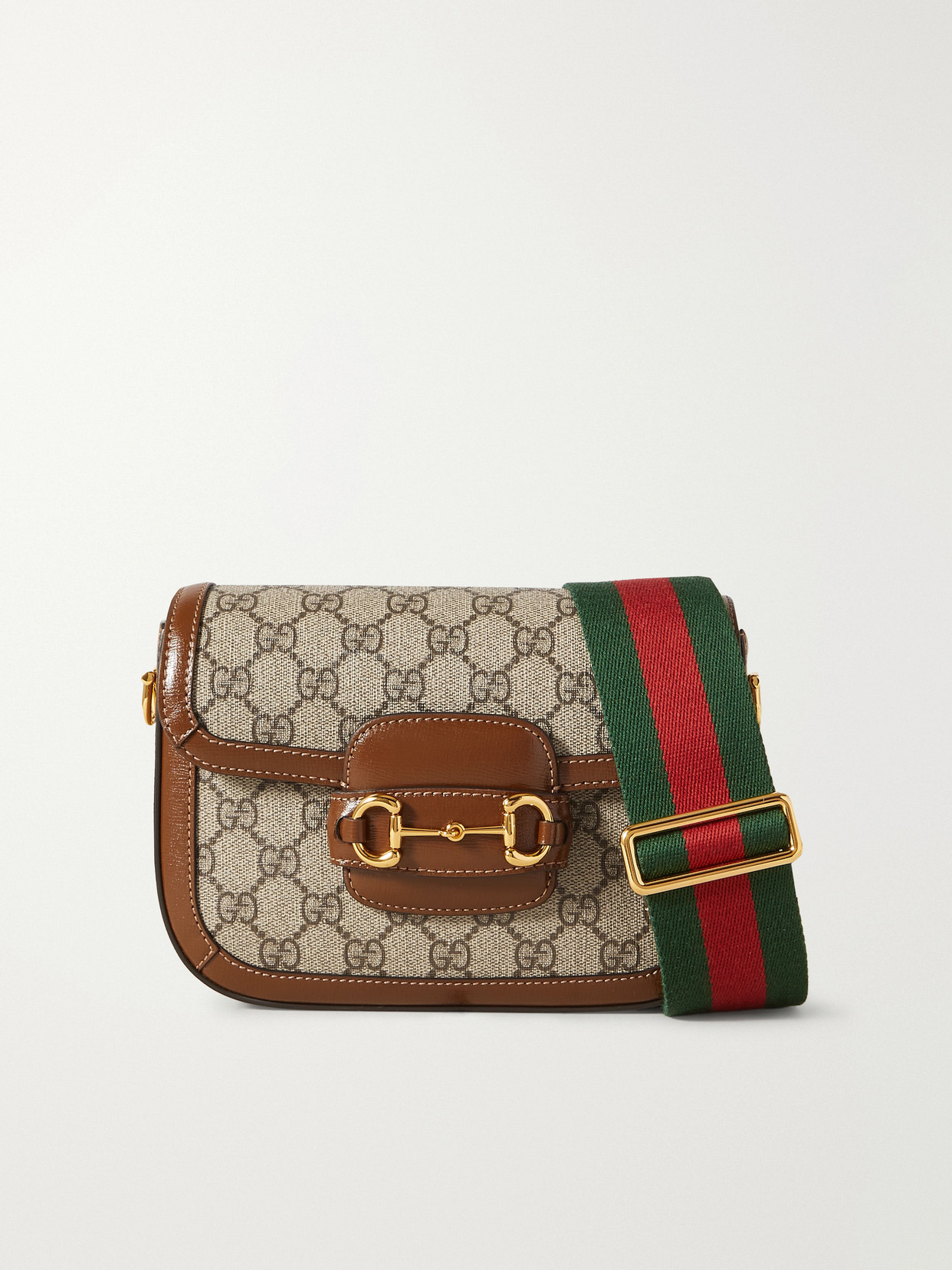 Horsebit 1955 Mini Leather-Trimmed Printed Coated-Canvas Shoulder Bag