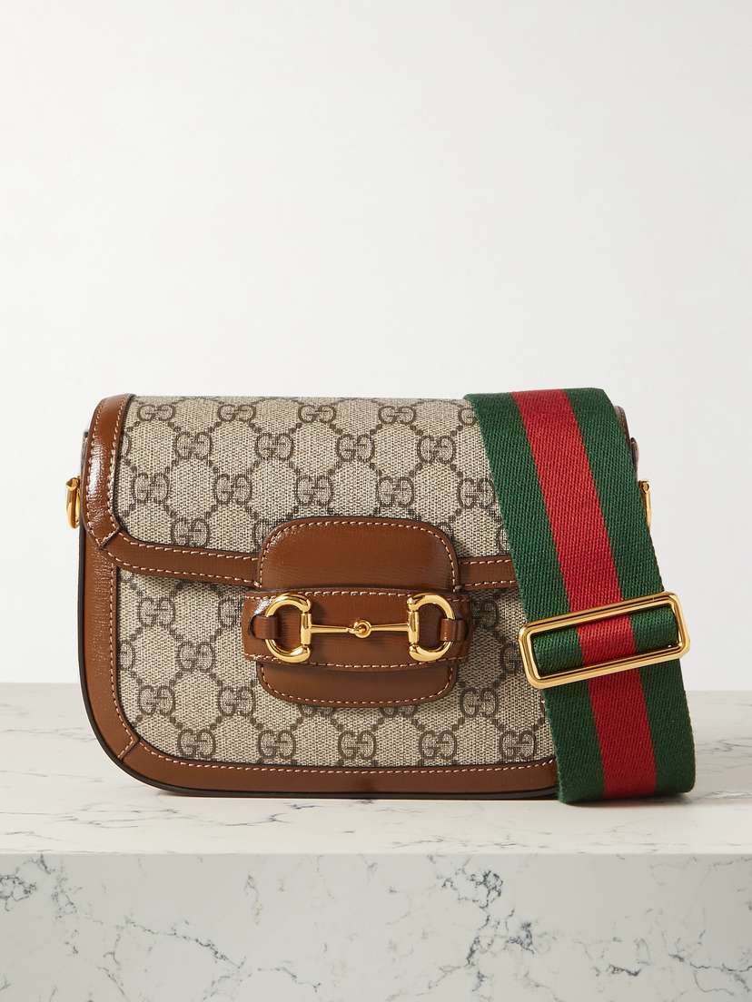 Gucci Horsebit 1955 Mini Leather-trimmed Printed Coated-canvas Shoulder Bag