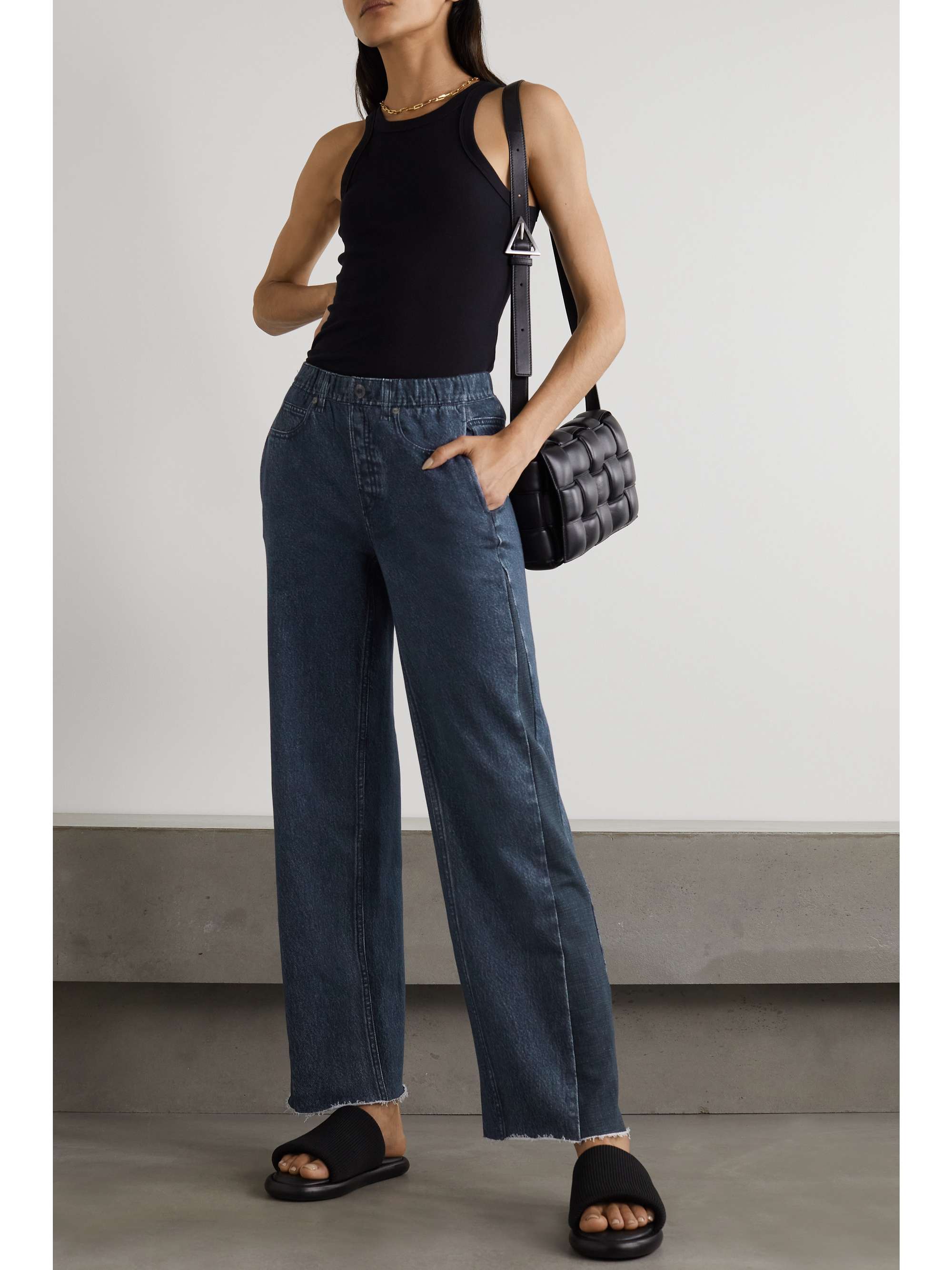 Dark denim Miramar printed cotton 