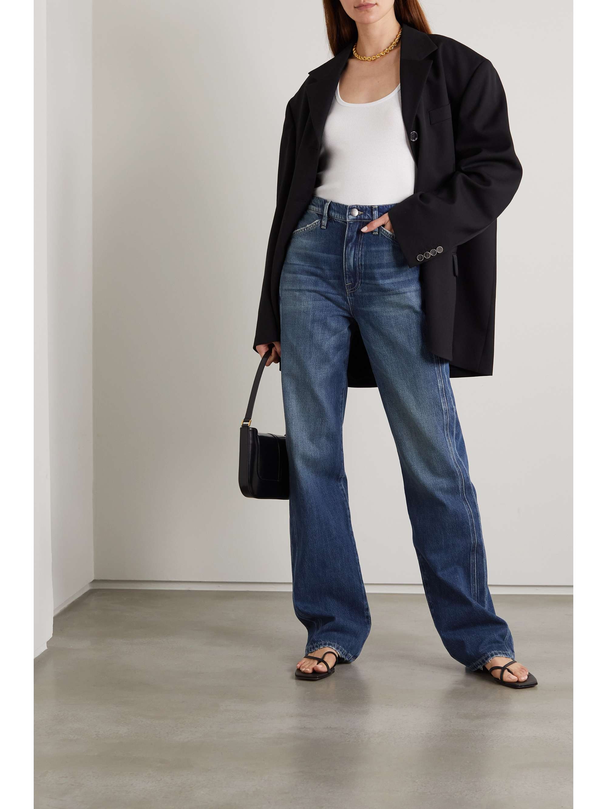 Dark denim Le Jane high-rise straight-leg jeans | FRAME | NET-A-PORTER
