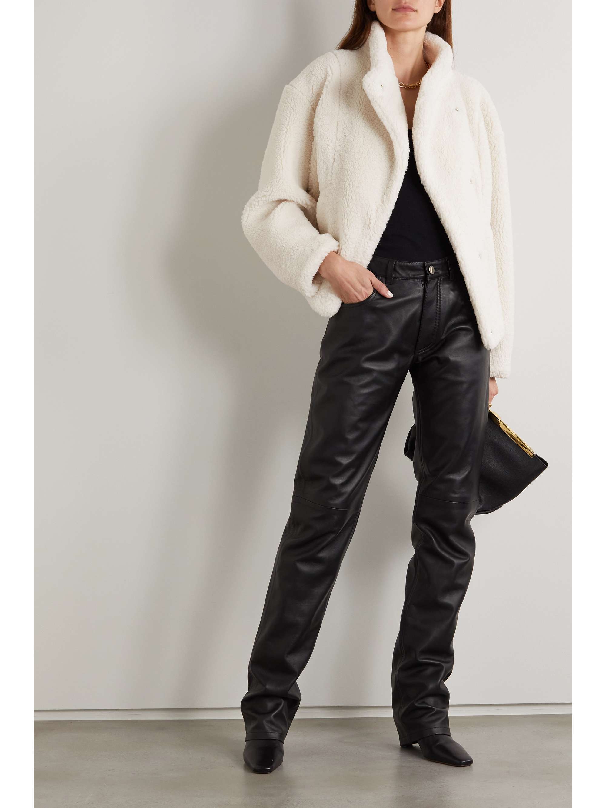 leather fleece jacket