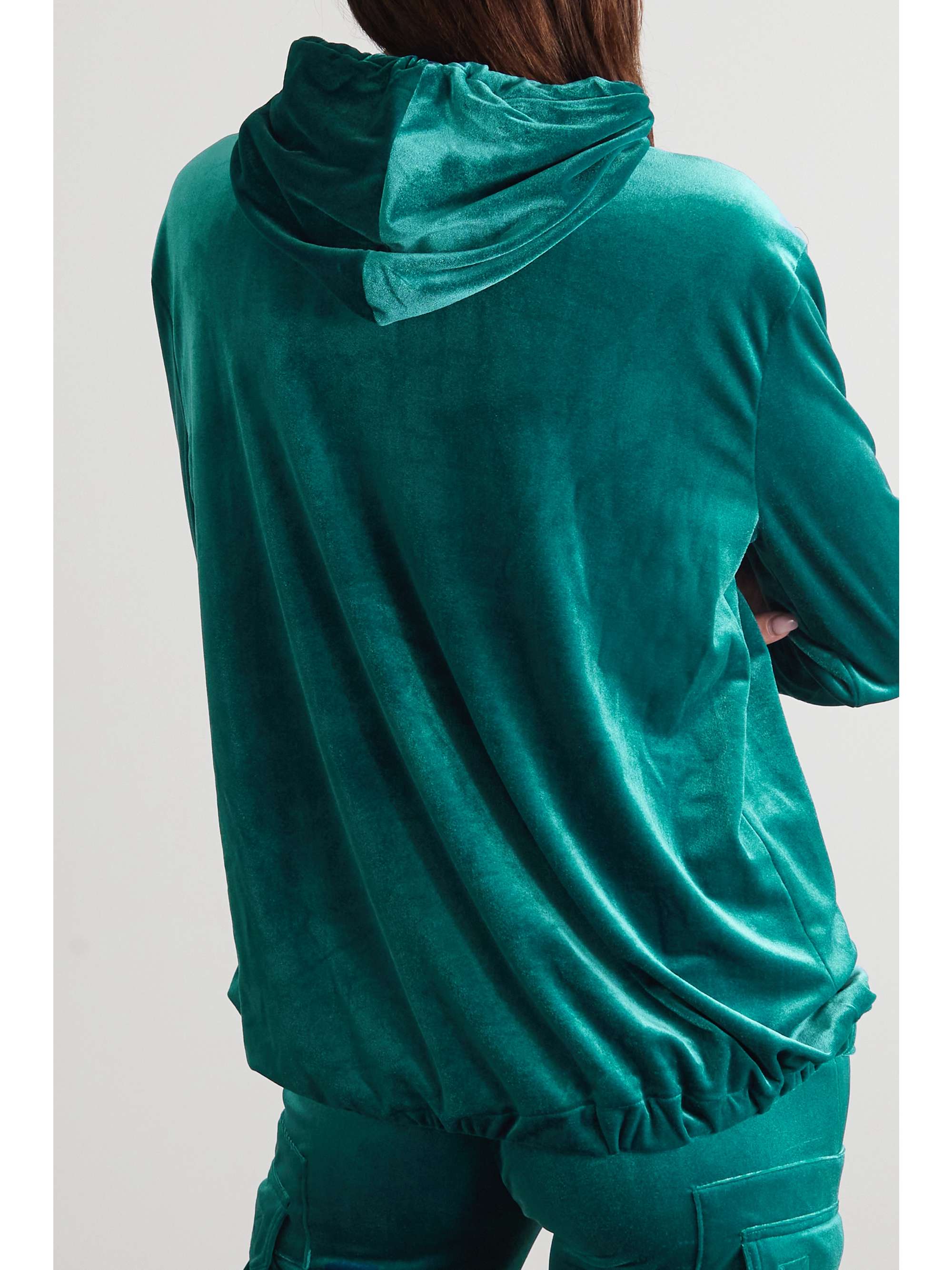 NORMA KAMALI Stretch-velvet hoodie | NET-A-PORTER