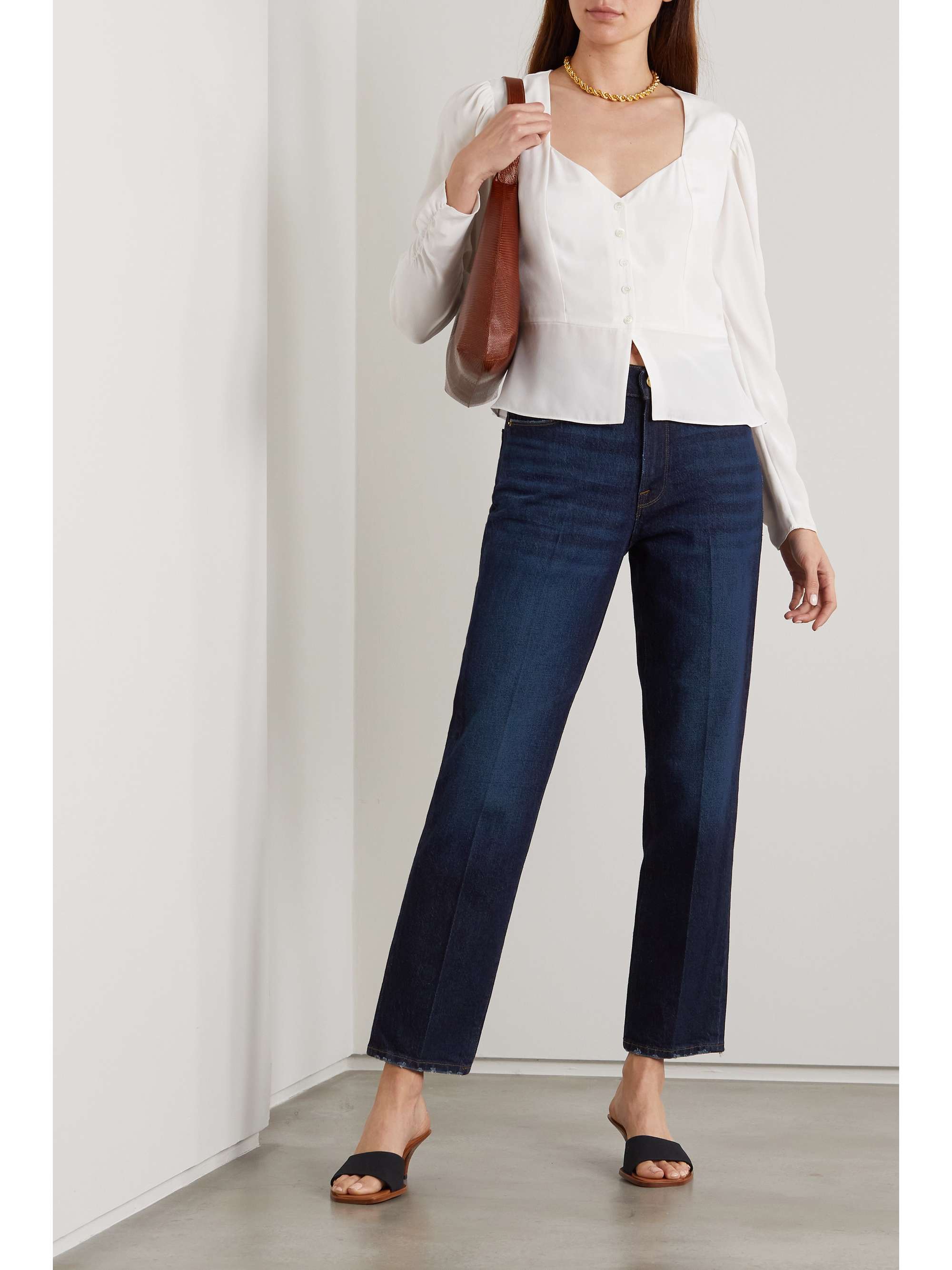 high-rise straight-leg jeans | FRAME 