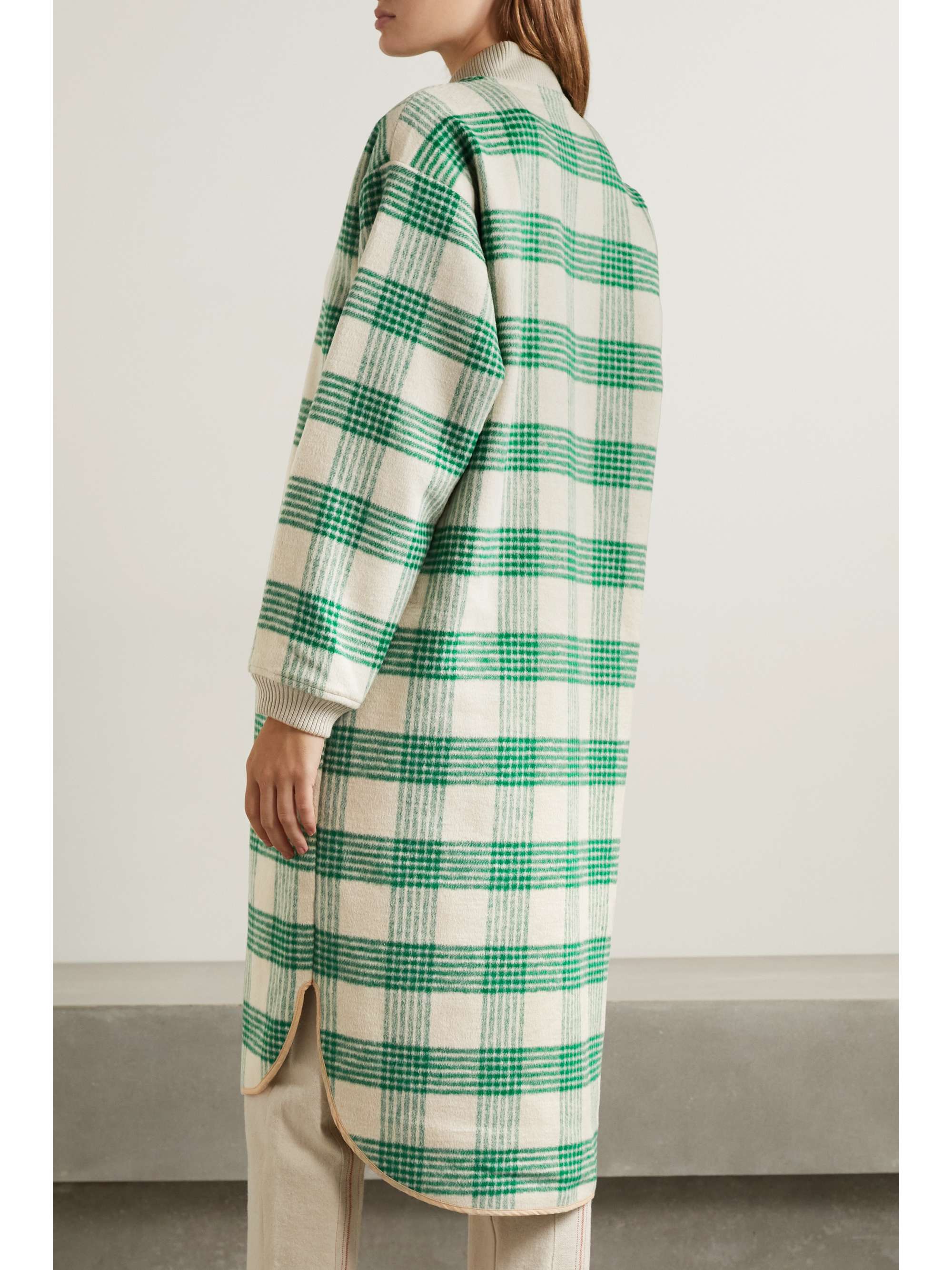 green checked coat