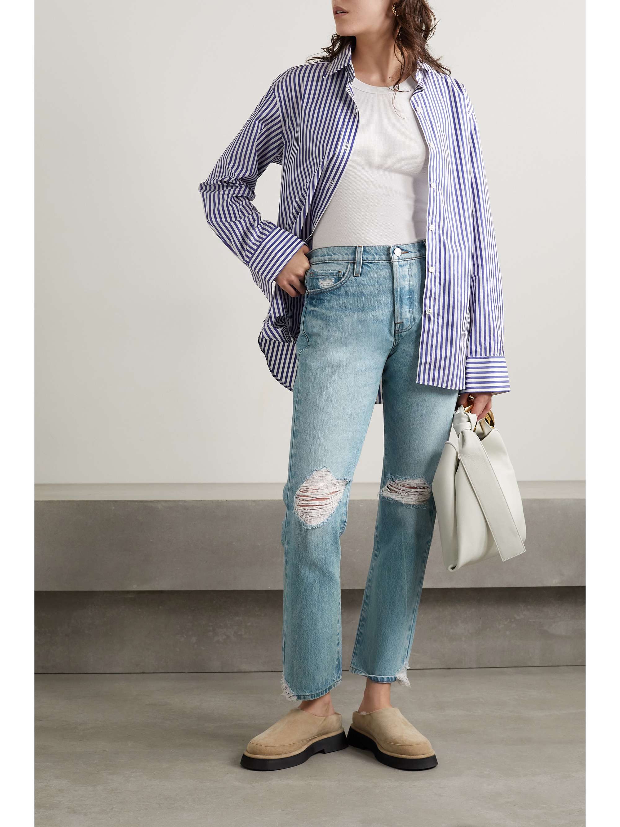 Light denim Le Slouch distressed low 
