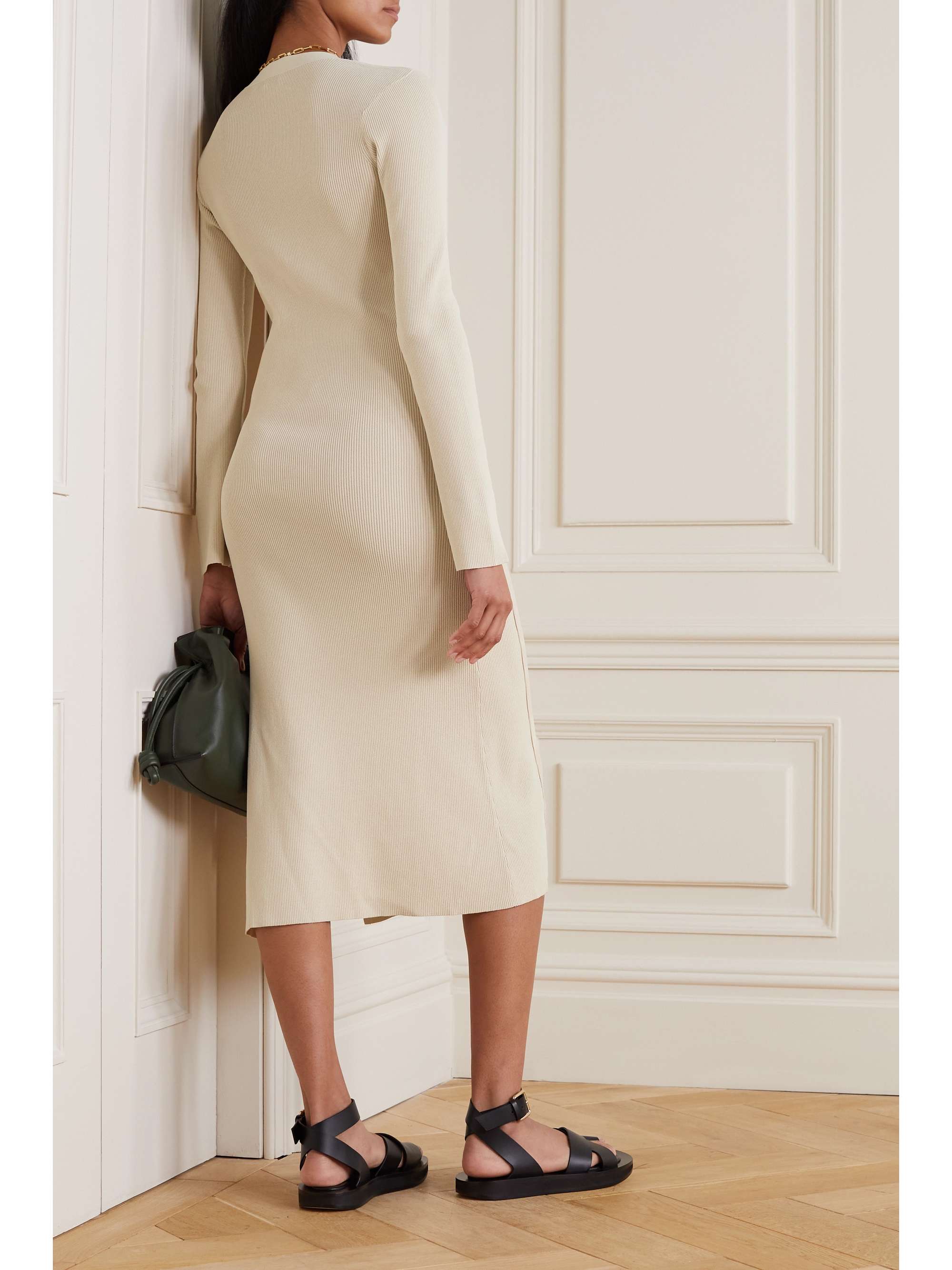 FRAME Ribbed-knit midi dress