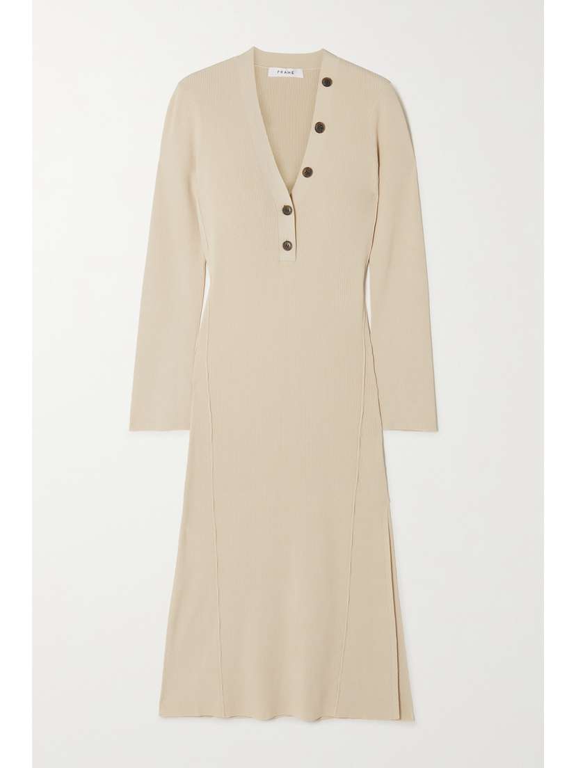 Frame Ribbed-knit Midi Dress