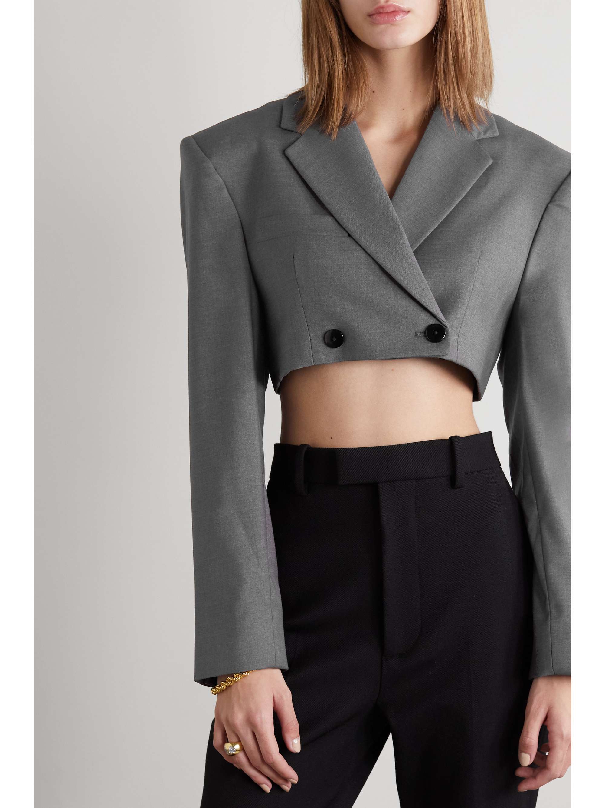 grey cropped coat