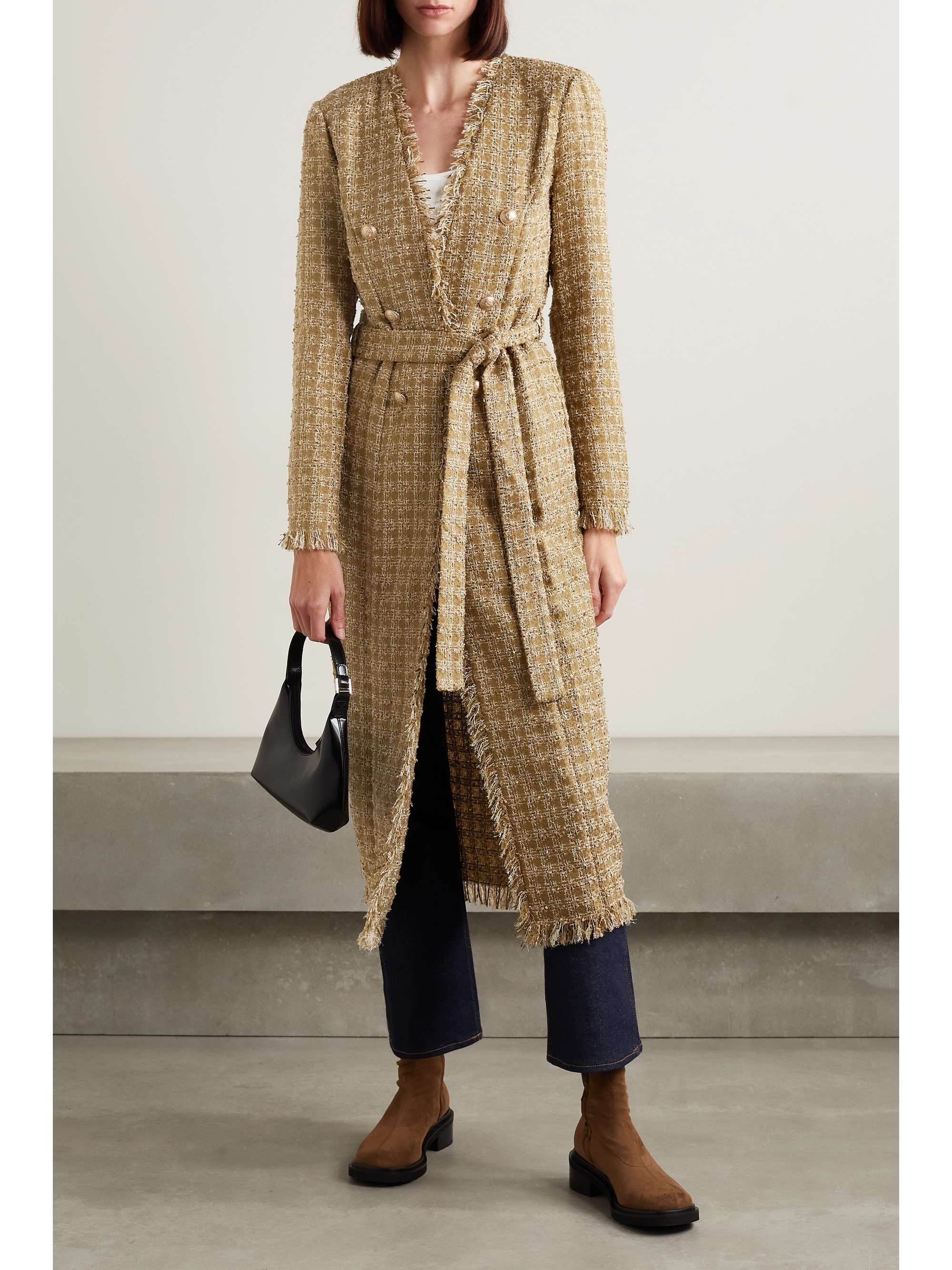 tweed maxi coat