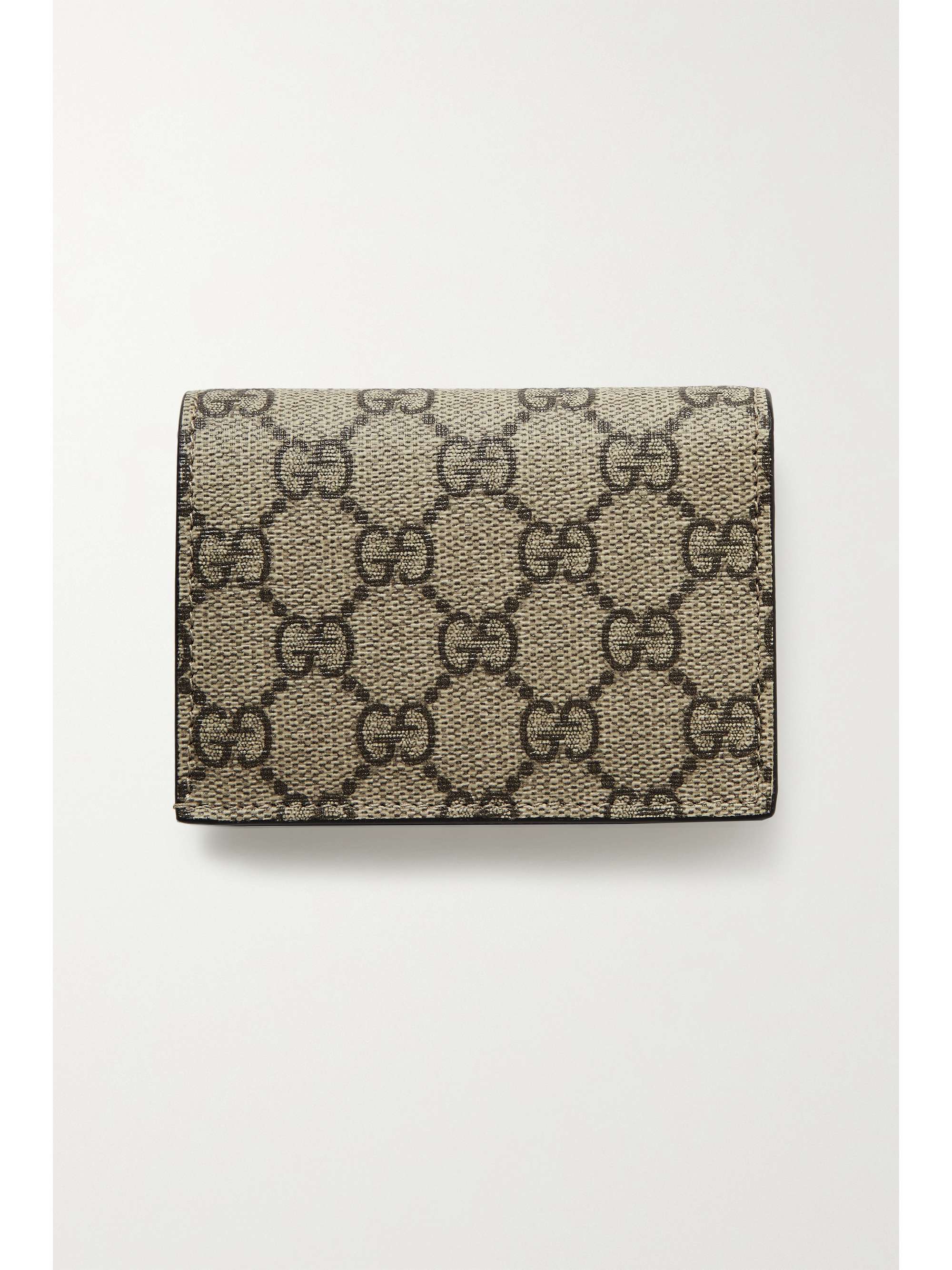 GUCCI GG Marmont Petite textured-leather and printed coated-canvas wallet