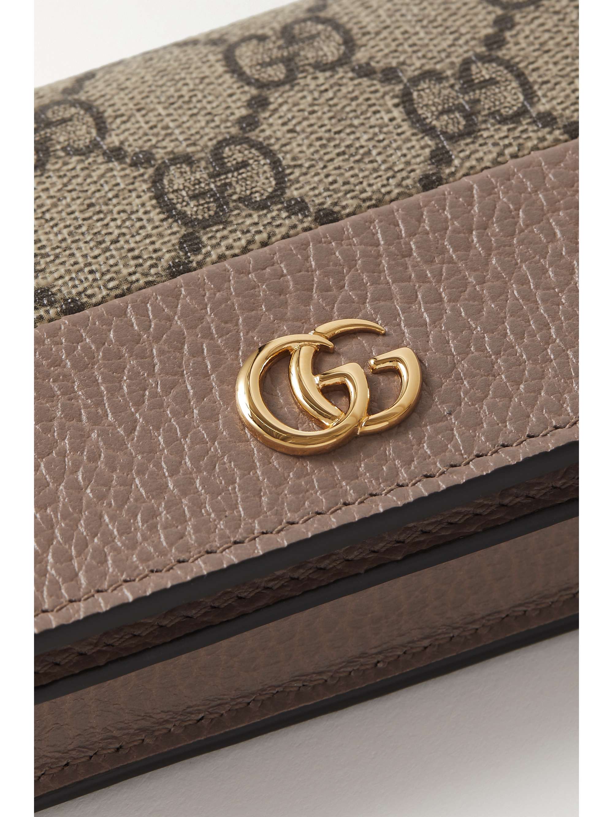 GUCCI GG Marmont Petite textured-leather and printed coated-canvas wallet