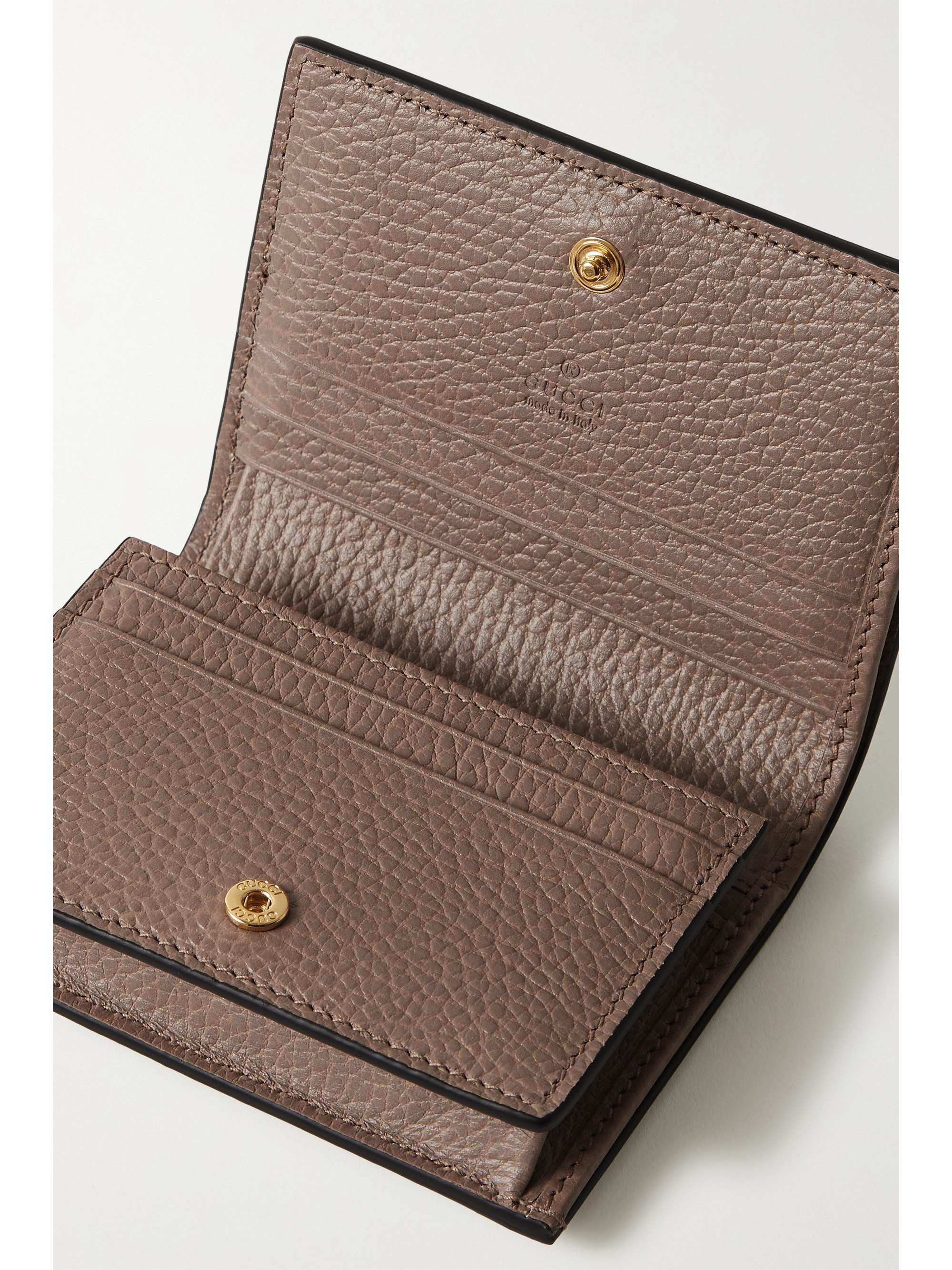 GUCCI GG Marmont Petite textured-leather and printed coated-canvas wallet