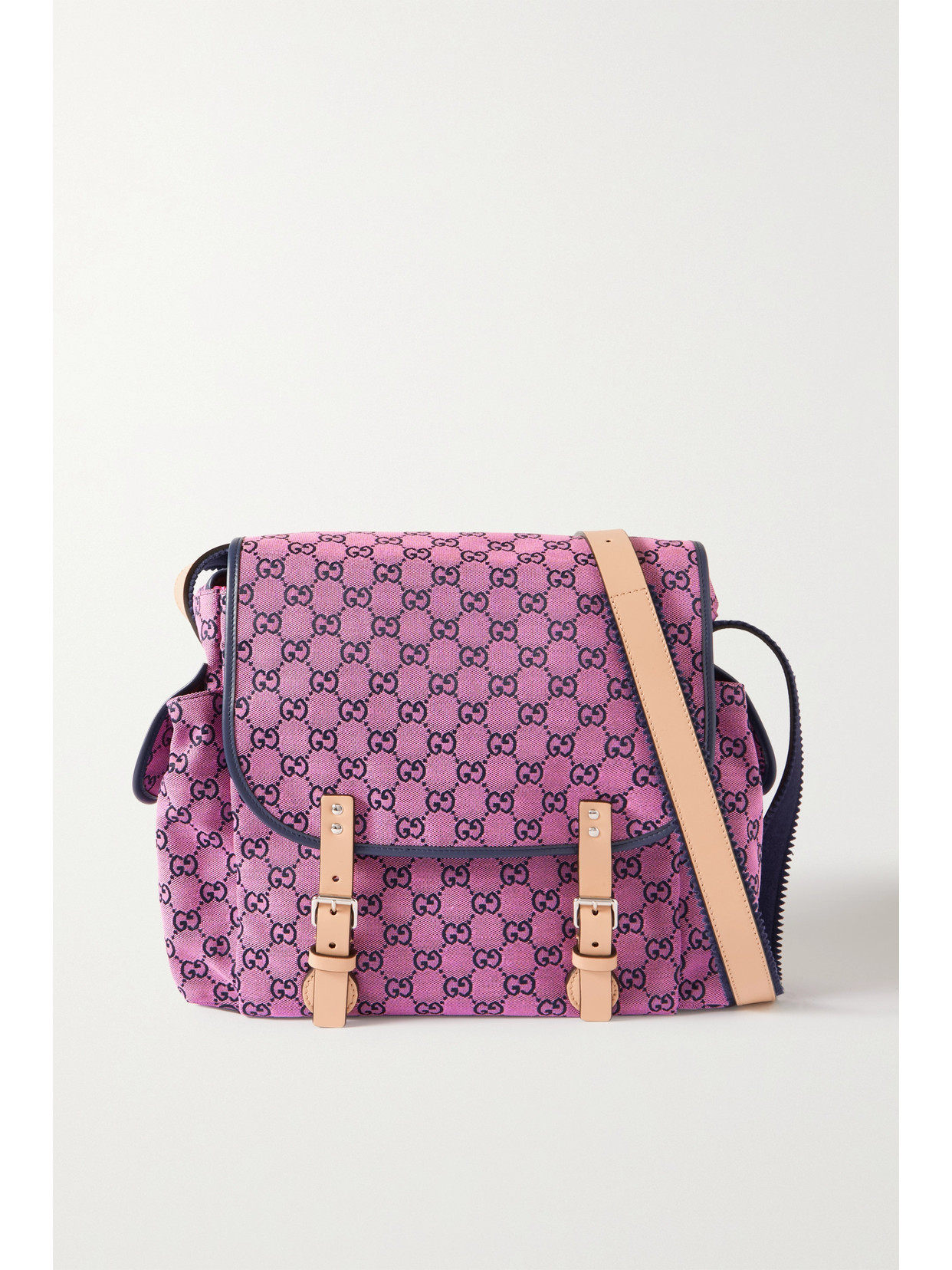 Gucci - Leather-trimmed Printed Canvas Diaper Bag - Pink - one size