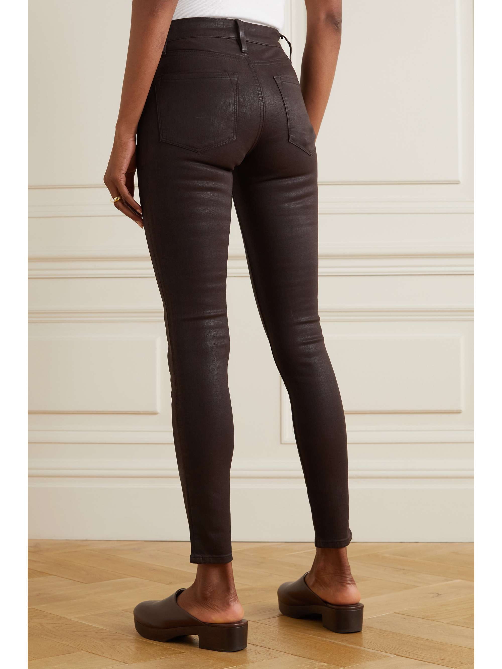 Dark brown Le Skinny De Jeanne coated 