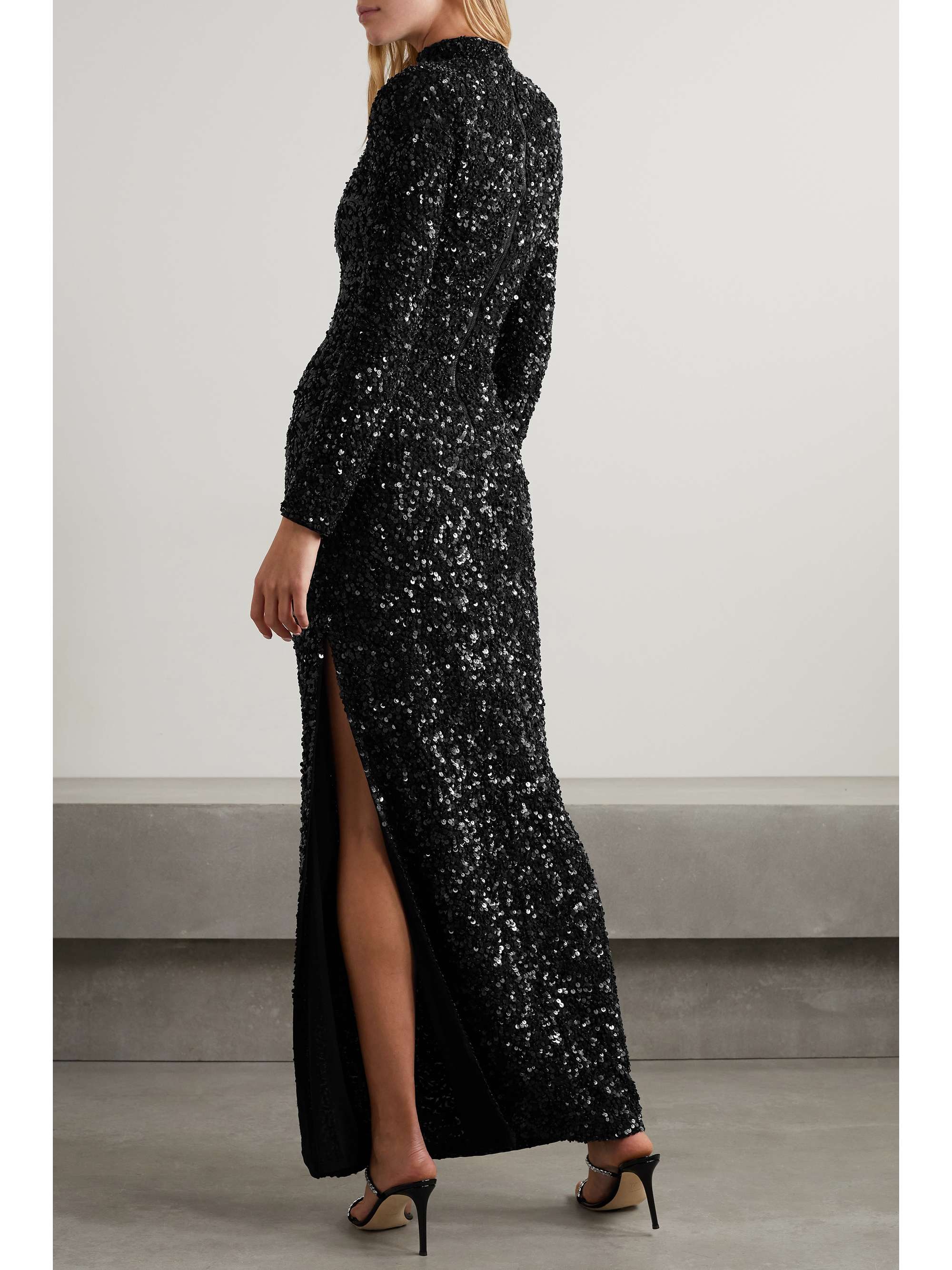 alice and olivia black sequin dress