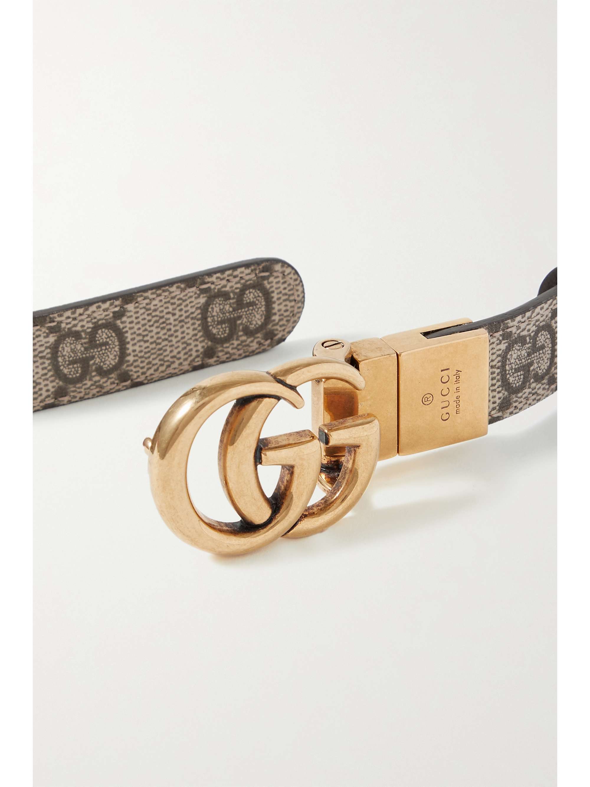GUCCI Reversible printed coated-canvas and leather belt